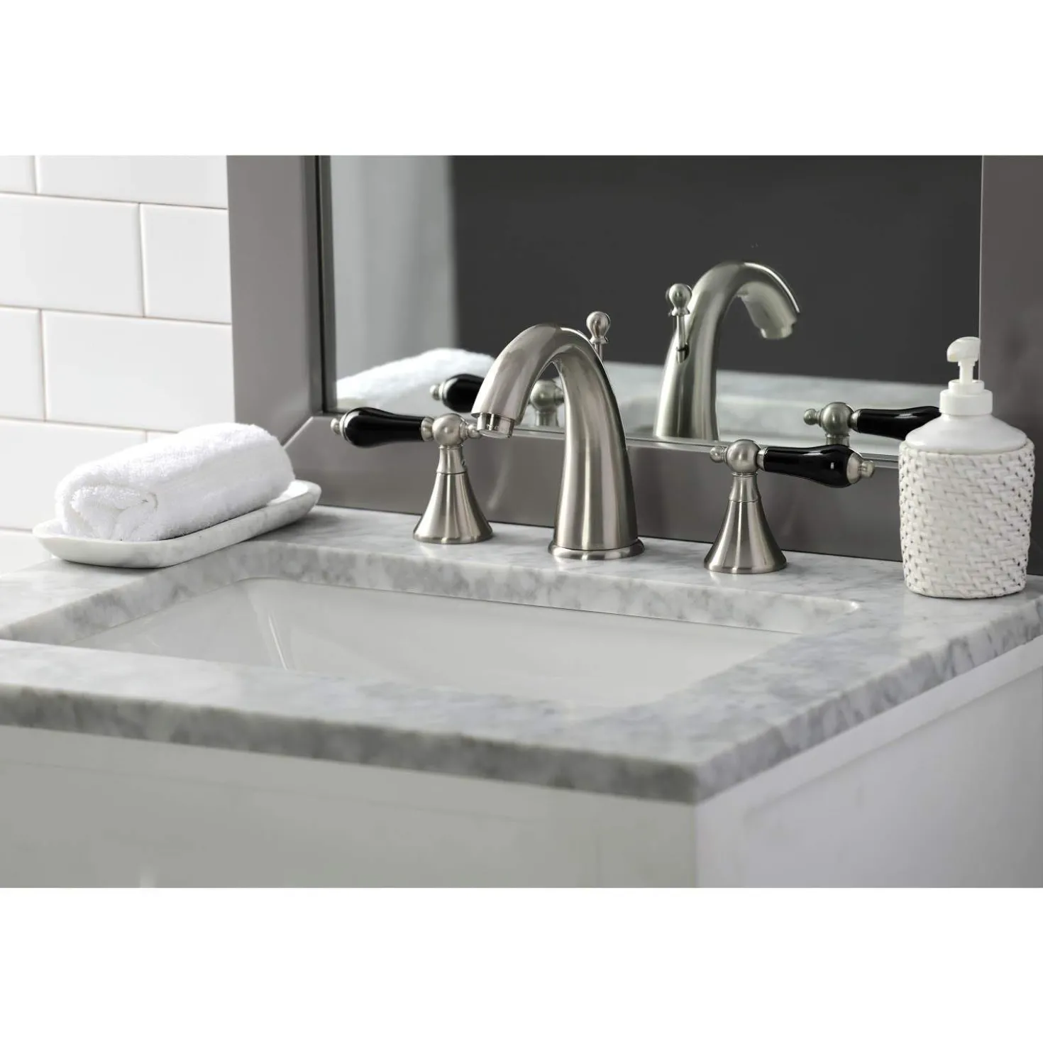 Kingston Brass KS297XPKL-P Duchess Widespread Bathroom Faucet with Brass Pop-Up