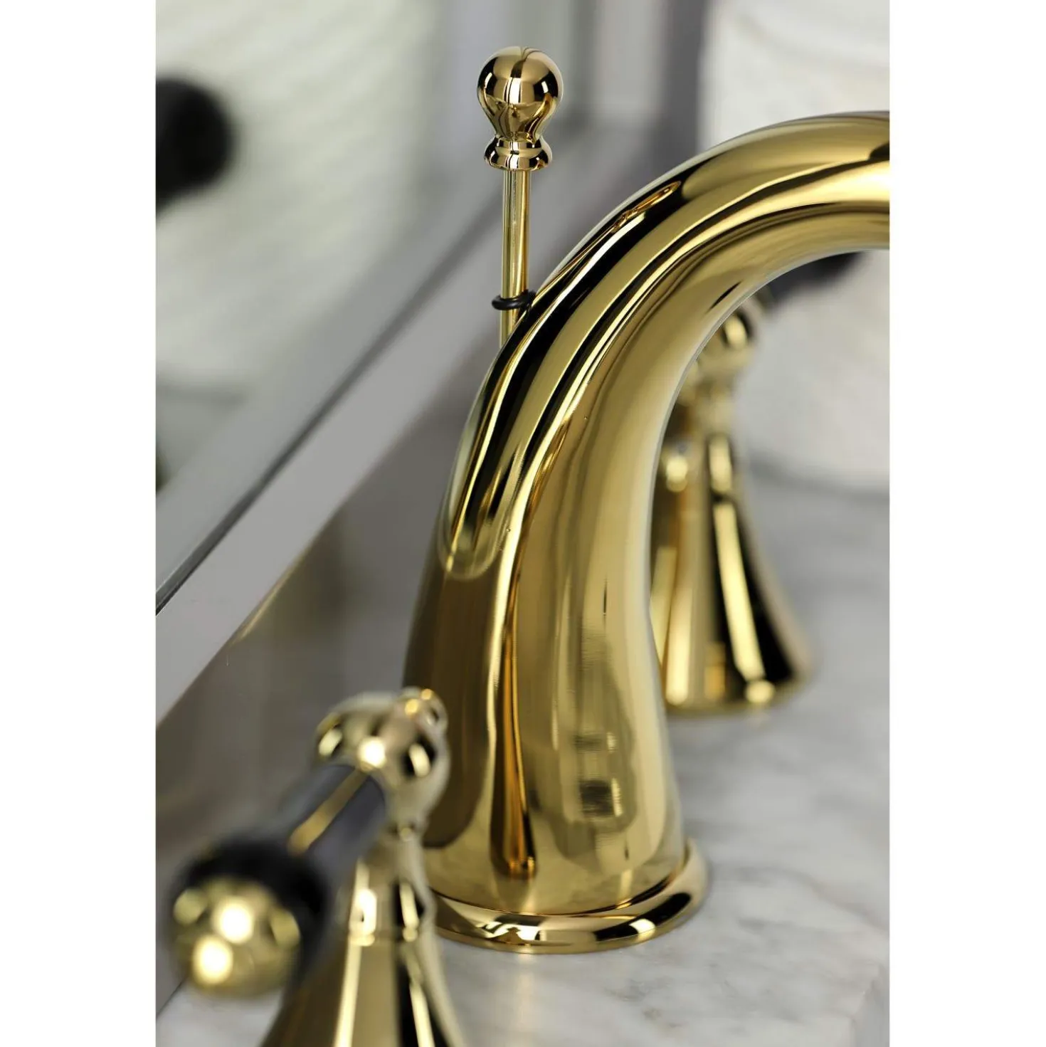 Kingston Brass KS297XPKL-P Duchess Widespread Bathroom Faucet with Brass Pop-Up