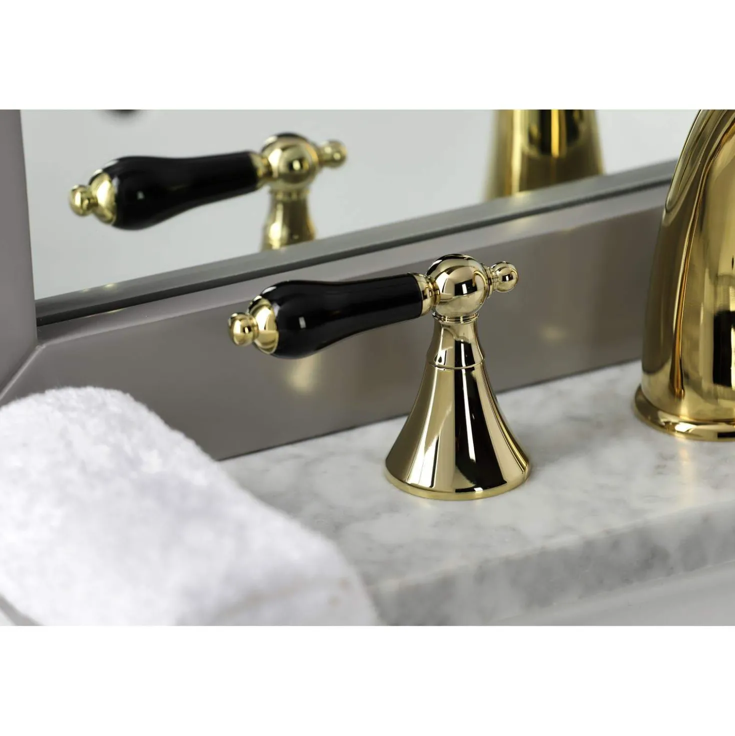 Kingston Brass KS297XPKL-P Duchess Widespread Bathroom Faucet with Brass Pop-Up