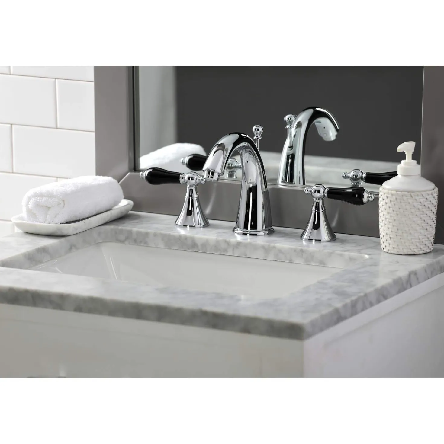 Kingston Brass KS297XPKL-P Duchess Widespread Bathroom Faucet with Brass Pop-Up