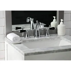 Kingston Brass KS297XPKL-P Duchess Widespread Bathroom Faucet with Brass Pop-Up