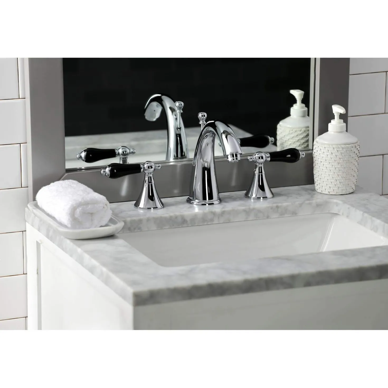 Kingston Brass KS297XPKL-P Duchess Widespread Bathroom Faucet with Brass Pop-Up