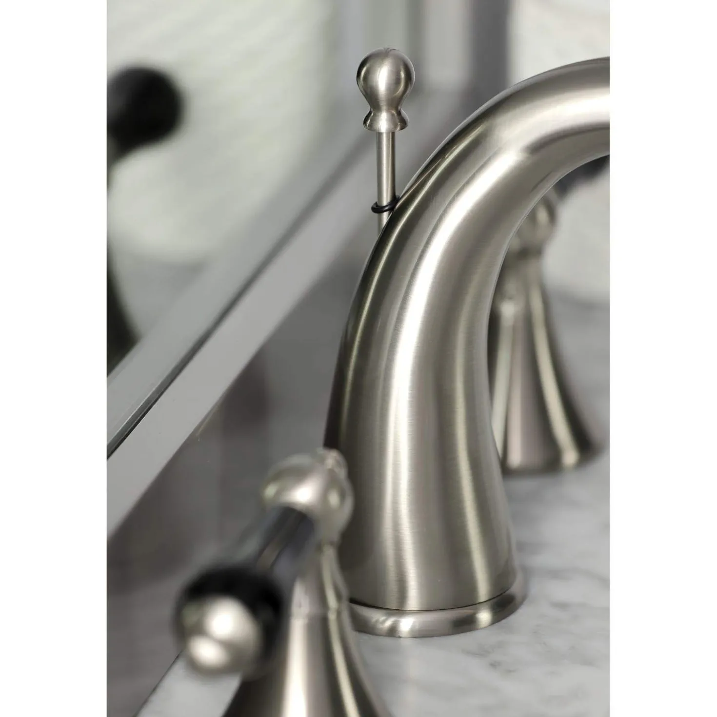 Kingston Brass KS297XPKL-P Duchess Widespread Bathroom Faucet with Brass Pop-Up