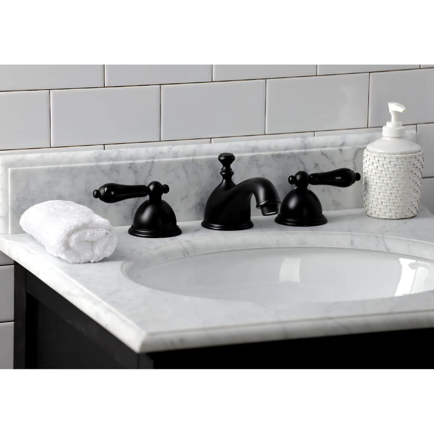 Kingston Brass KS396XPKL-P Duchess Widespread Bathroom Faucet with Brass Pop-Up