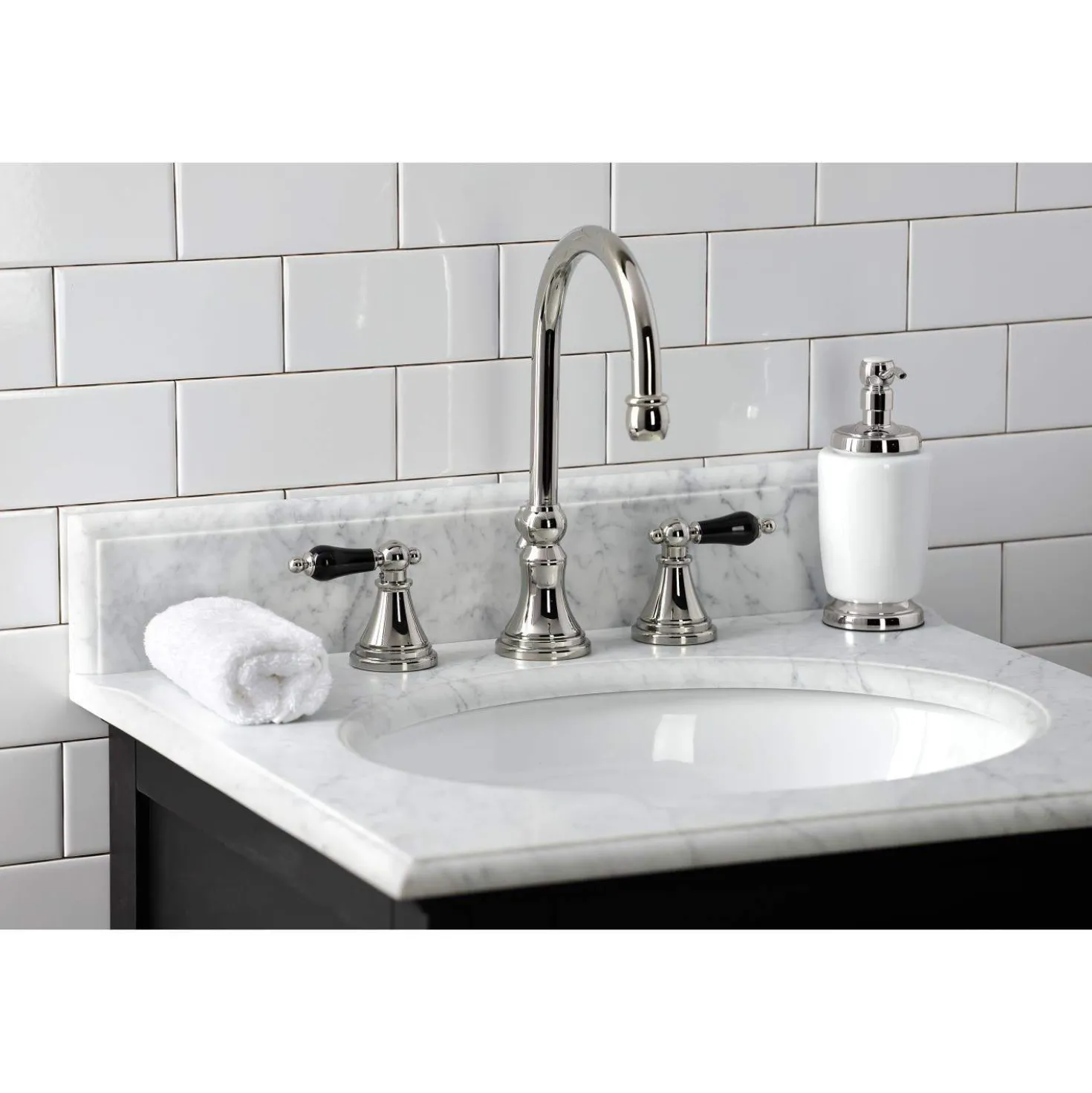 Kingston Brass KS298XPKL-P Duchess Widespread Bathroom Faucet with Brass Pop-Up