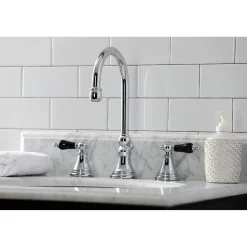 Kingston Brass KS298XPKL-P Duchess Widespread Bathroom Faucet with Brass Pop-Up