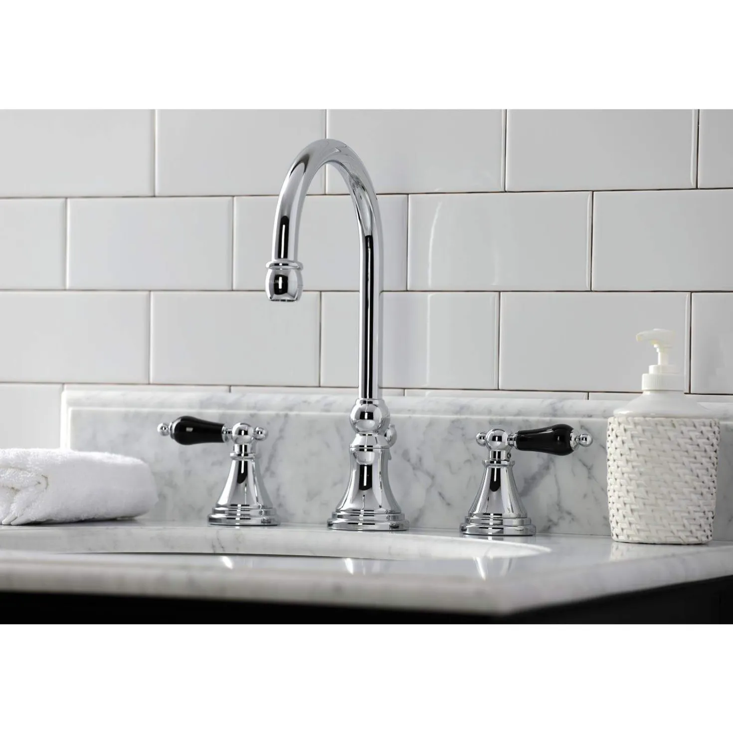 Kingston Brass KS298XPKL-P Duchess Widespread Bathroom Faucet with Brass Pop-Up