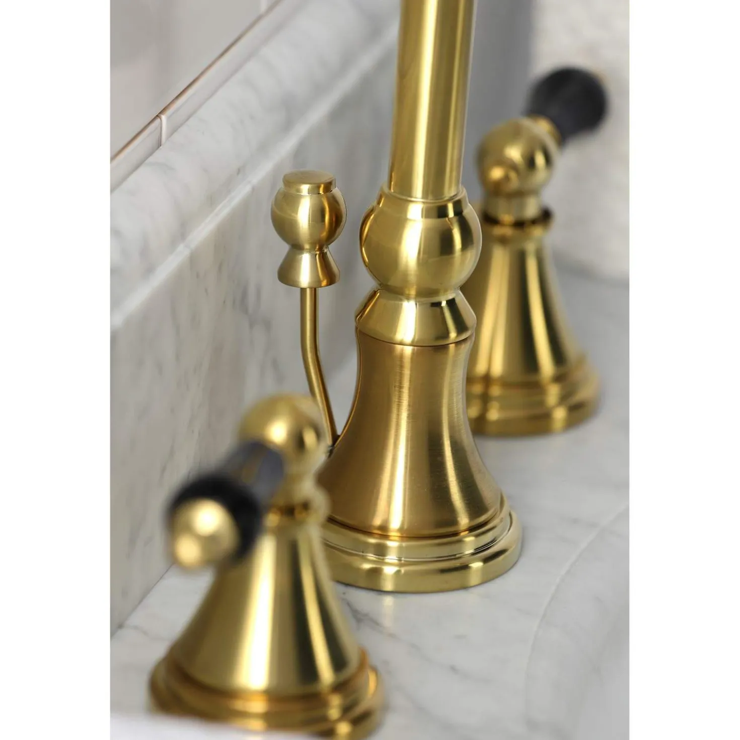 Kingston Brass KS298XPKL-P Duchess Widespread Bathroom Faucet with Brass Pop-Up