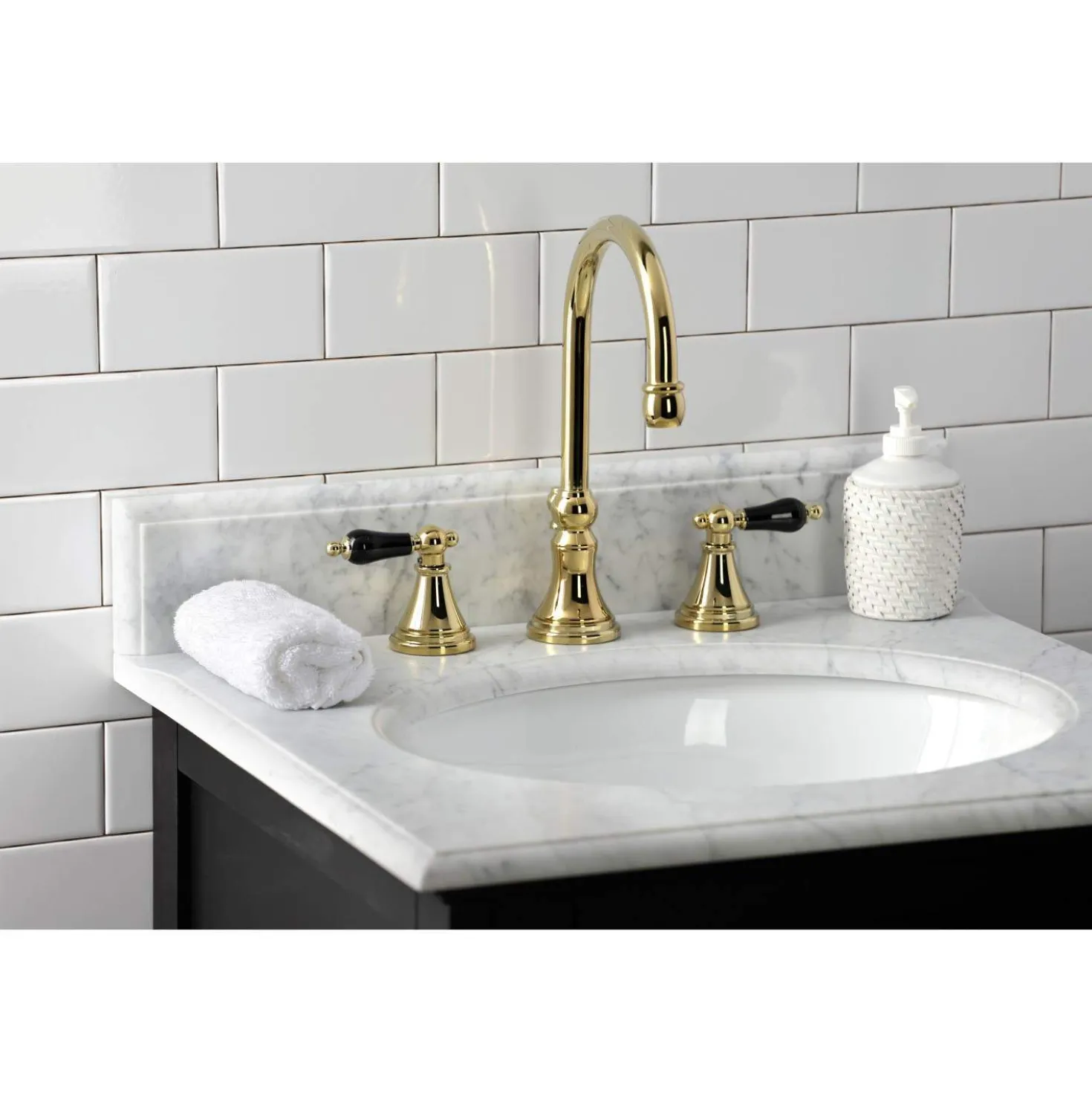 Kingston Brass KS298XPKL-P Duchess Widespread Bathroom Faucet with Brass Pop-Up