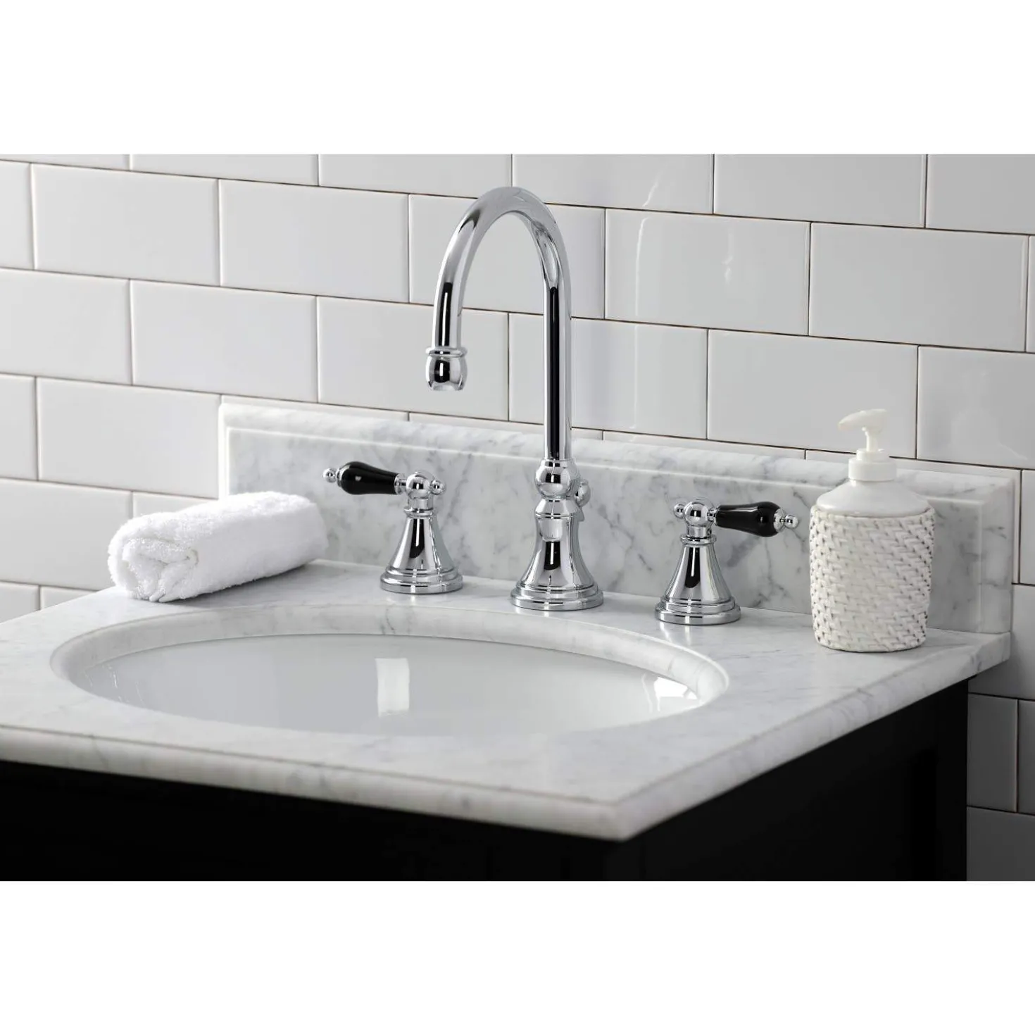 Kingston Brass KS298XPKL-P Duchess Widespread Bathroom Faucet with Brass Pop-Up