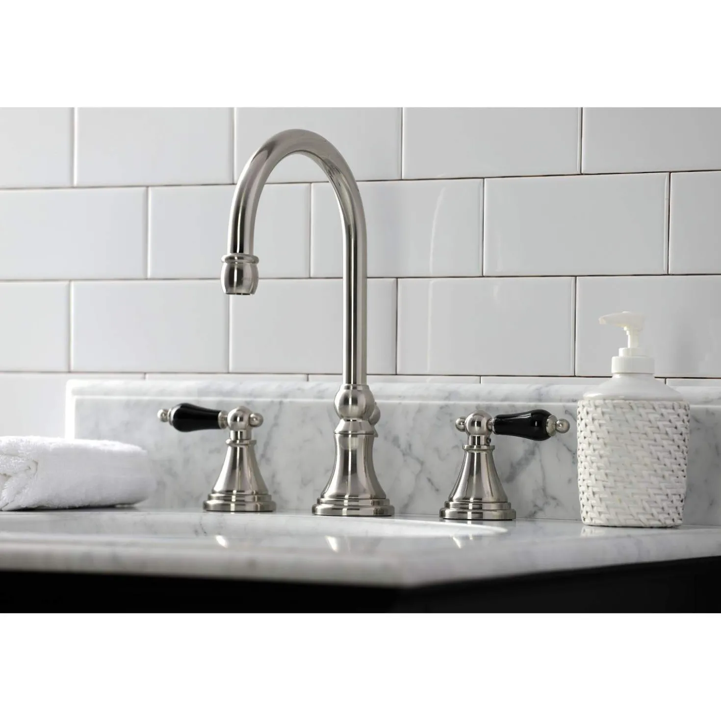 Kingston Brass KS298XPKL-P Duchess Widespread Bathroom Faucet with Brass Pop-Up