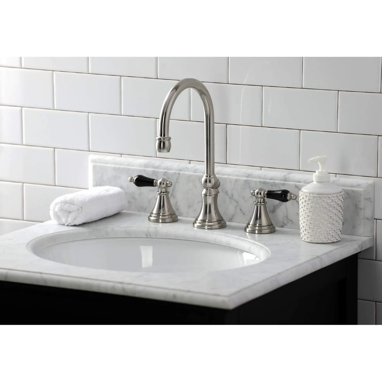 Kingston Brass KS298XPKL-P Duchess Widespread Bathroom Faucet with Brass Pop-Up