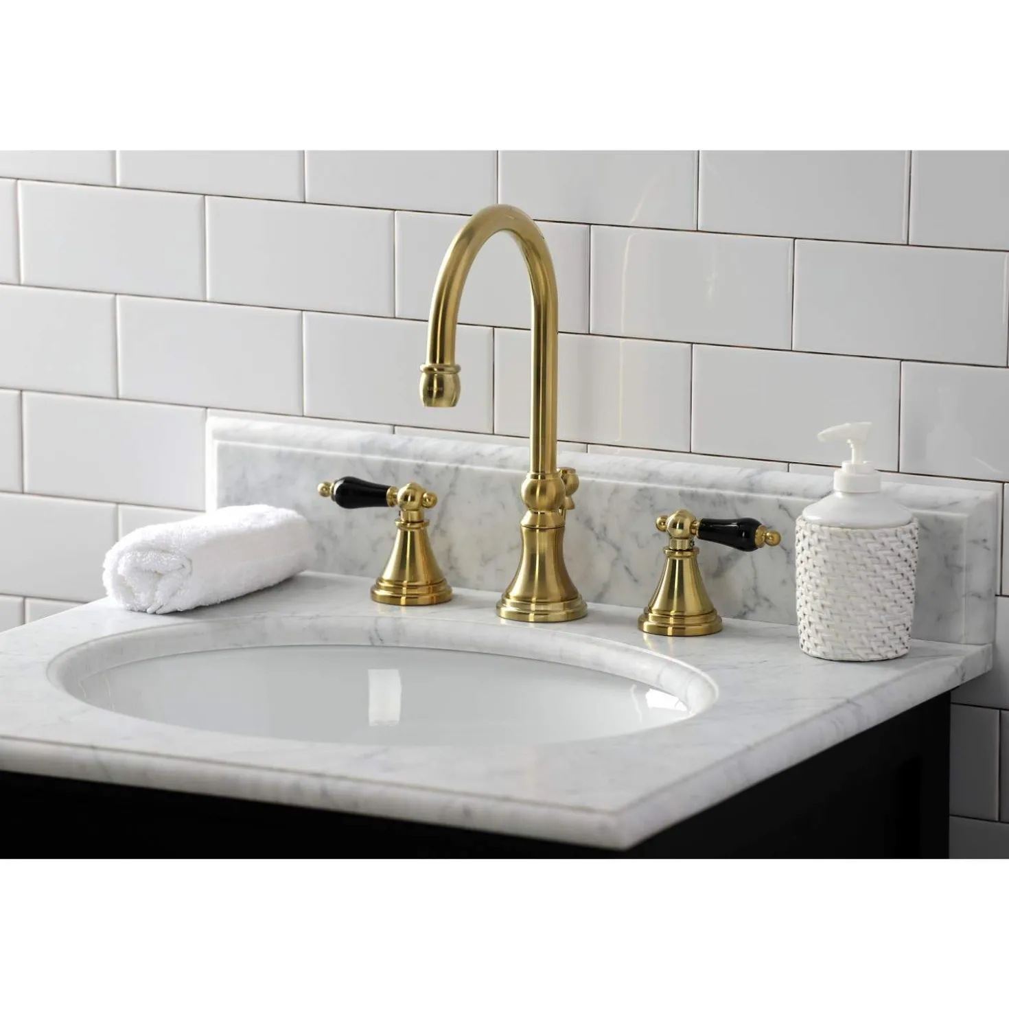 Kingston Brass KS298XPKL-P Duchess Widespread Bathroom Faucet with Brass Pop-Up