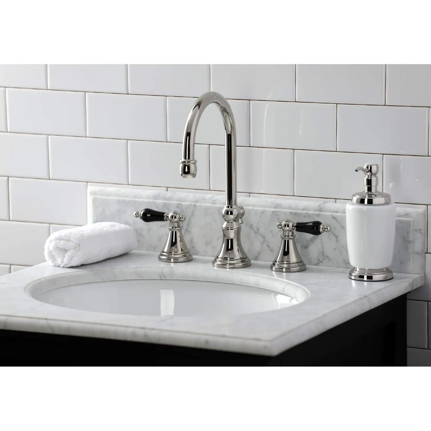 Kingston Brass KS298XPKL-P Duchess Widespread Bathroom Faucet with Brass Pop-Up