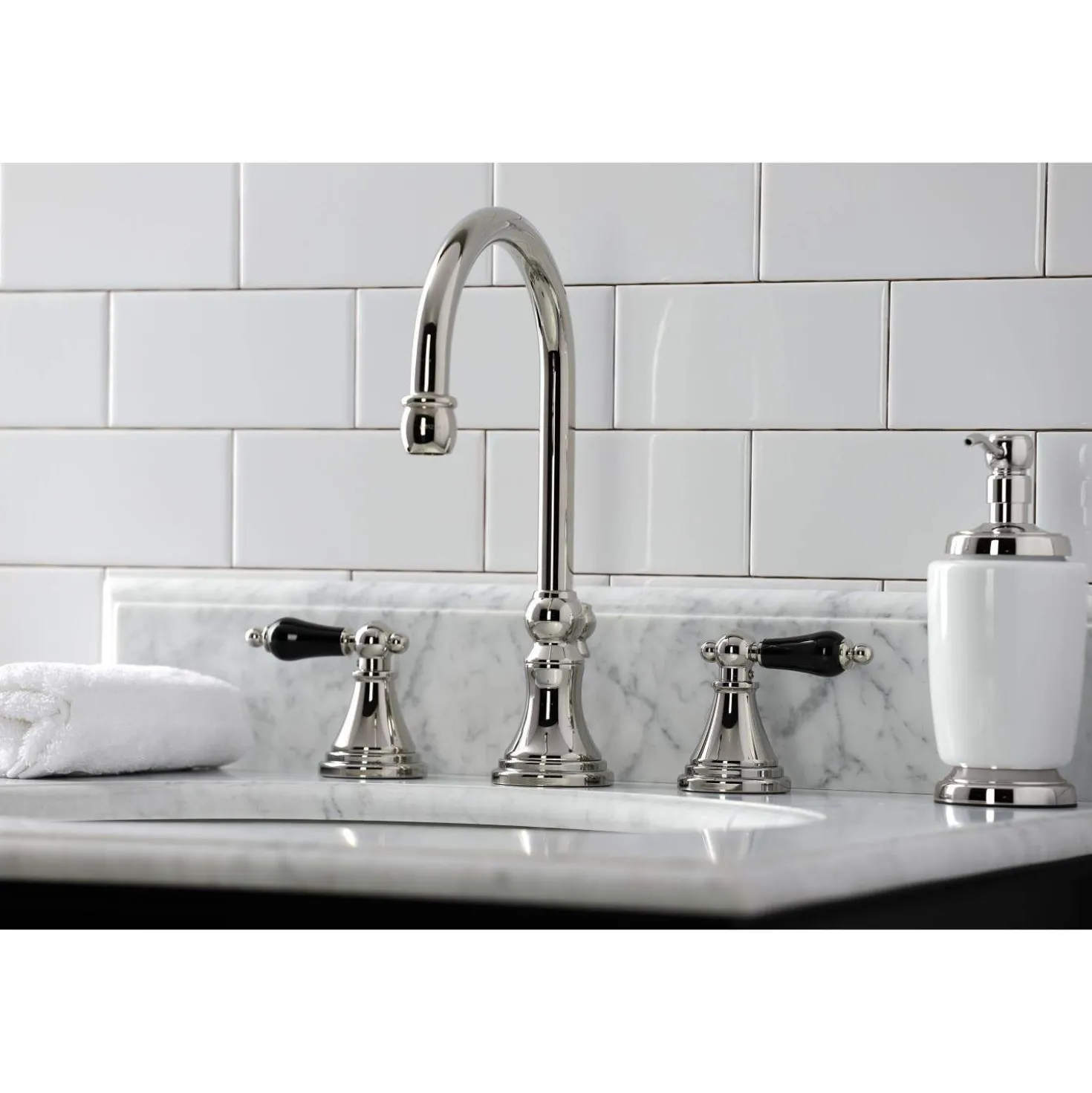 Kingston Brass KS298XPKL-P Duchess Widespread Bathroom Faucet with Brass Pop-Up