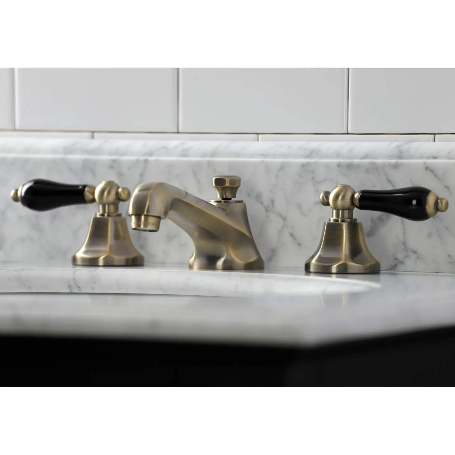 Kingston Brass KS446XPKL-P Duchess Widespread Bathroom Faucet with Brass Pop-Up