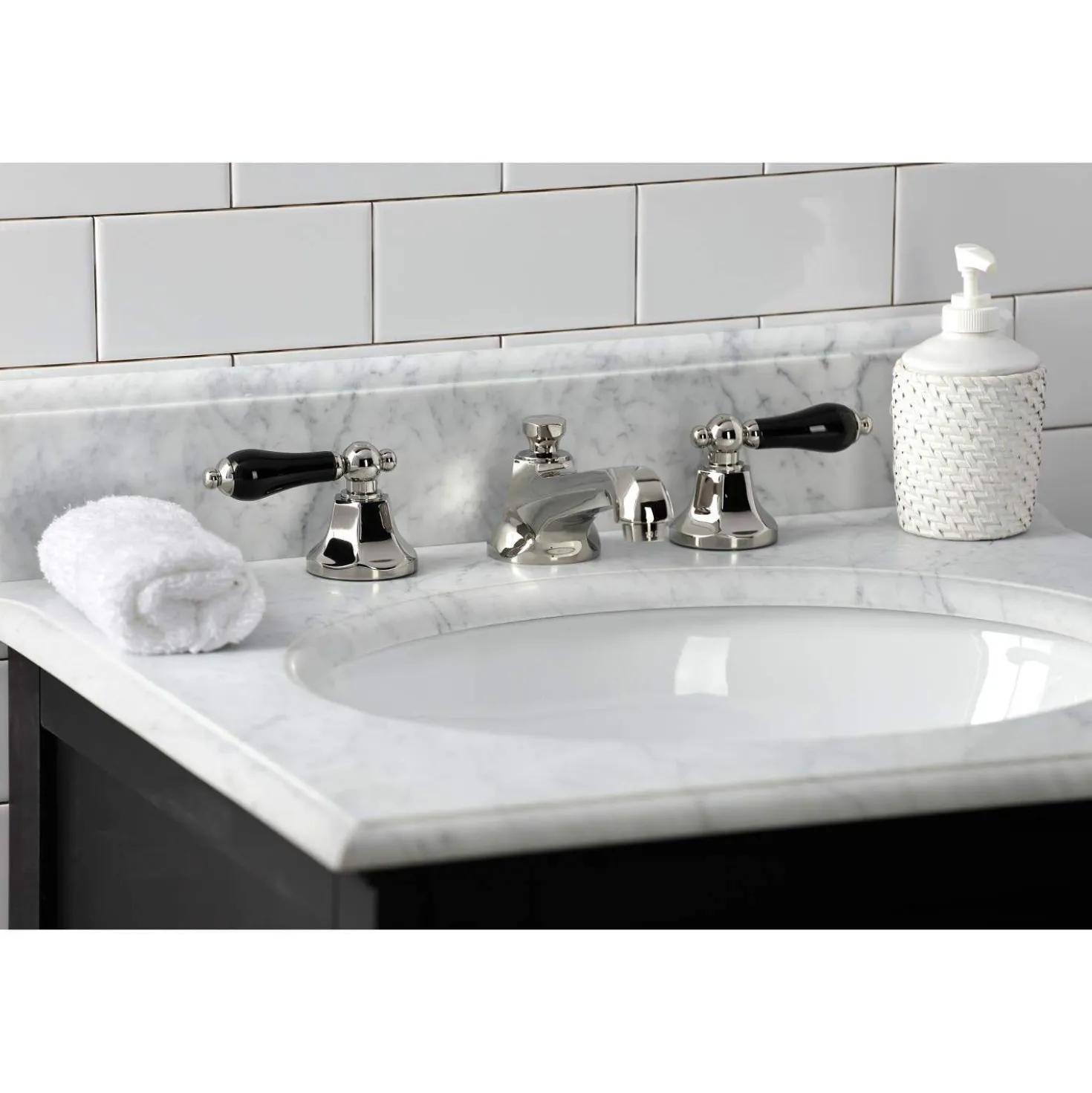 Kingston Brass KS446XPKL-P Duchess Widespread Bathroom Faucet with Brass Pop-Up