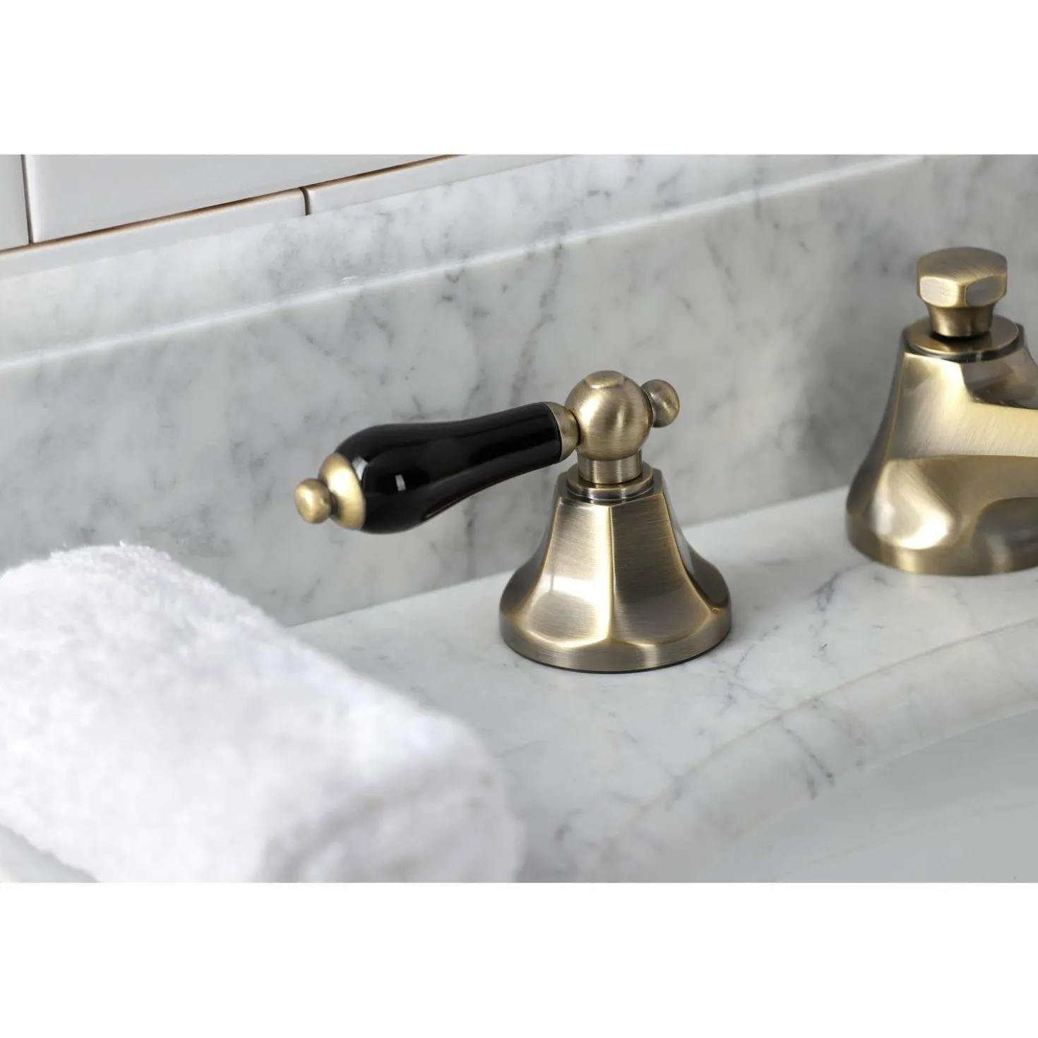 Kingston Brass KS446XPKL-P Duchess Widespread Bathroom Faucet with Brass Pop-Up