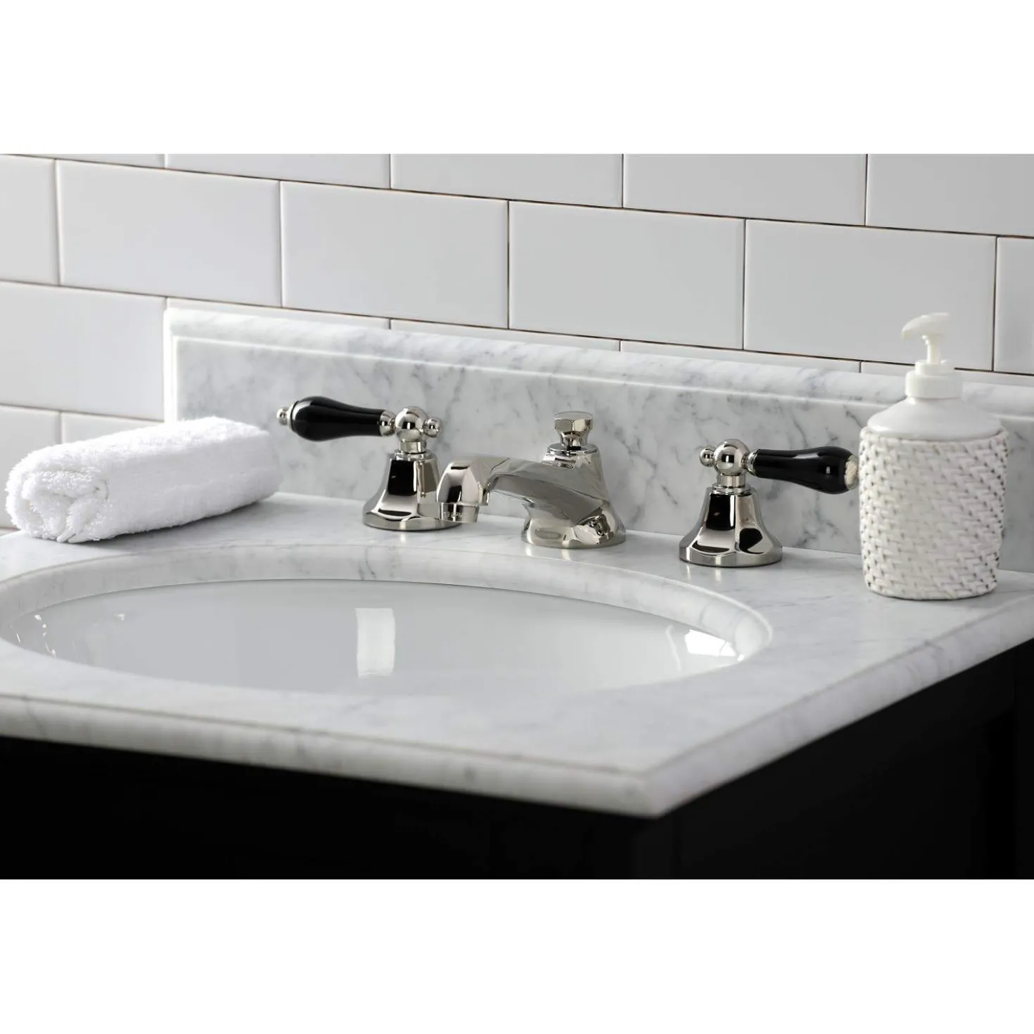 Kingston Brass KS446XPKL-P Duchess Widespread Bathroom Faucet with Brass Pop-Up