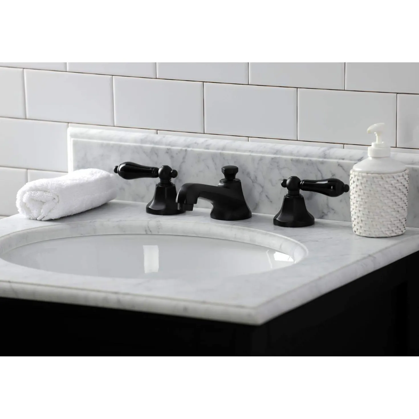 Kingston Brass KS446XPKL-P Duchess Widespread Bathroom Faucet with Brass Pop-Up