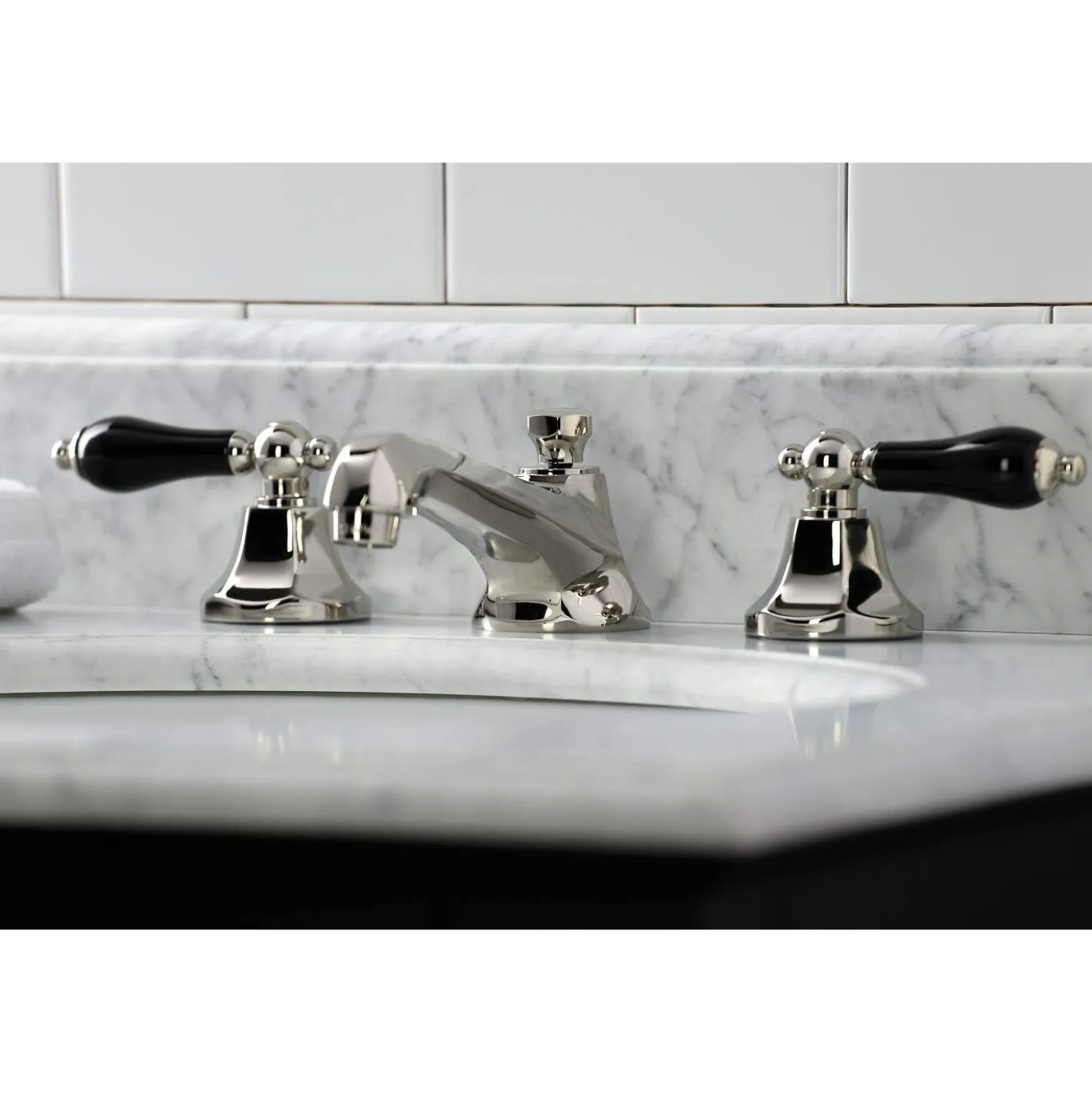 Kingston Brass KS446XPKL-P Duchess Widespread Bathroom Faucet with Brass Pop-Up