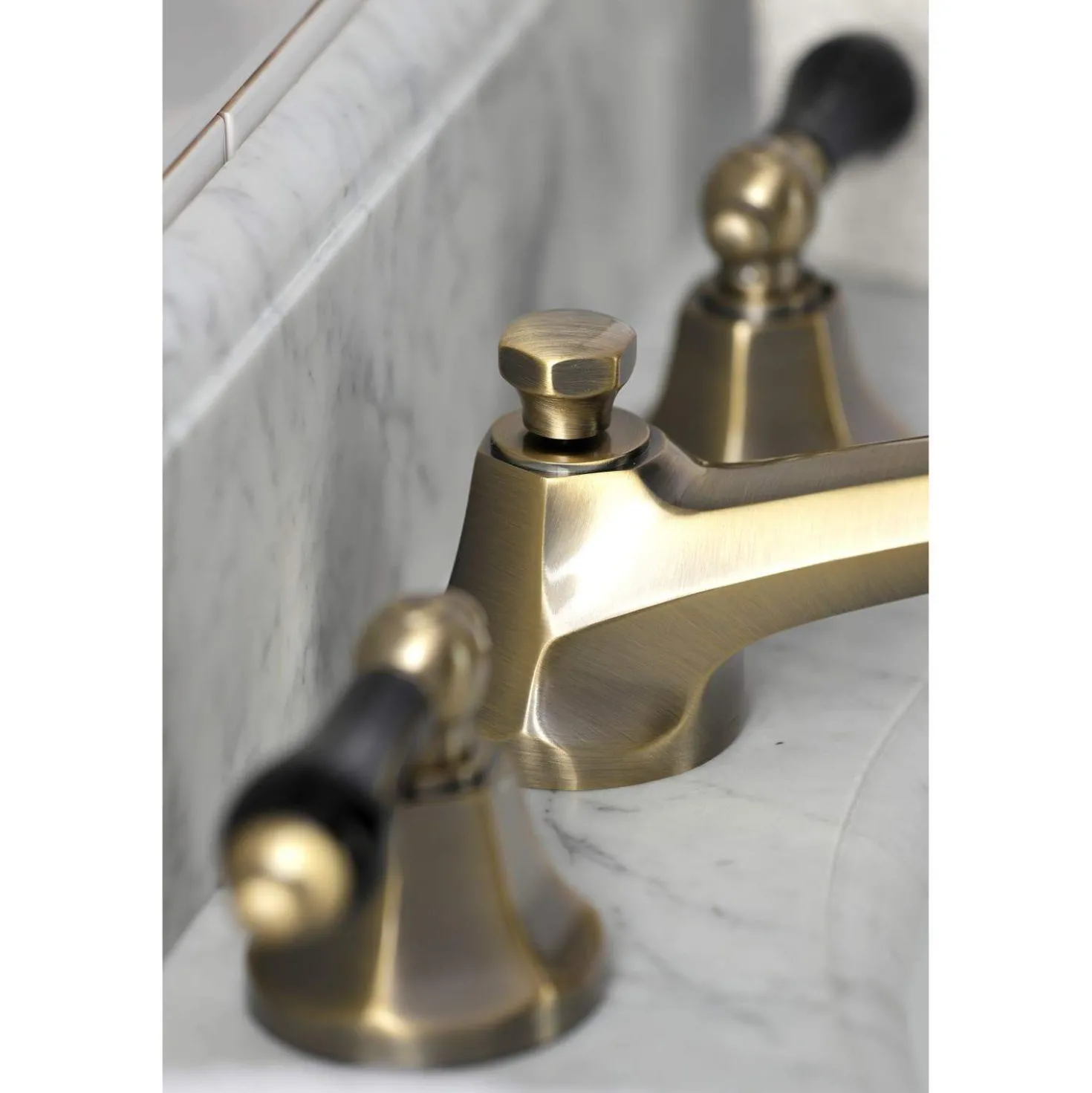 Kingston Brass KS446XPKL-P Duchess Widespread Bathroom Faucet with Brass Pop-Up