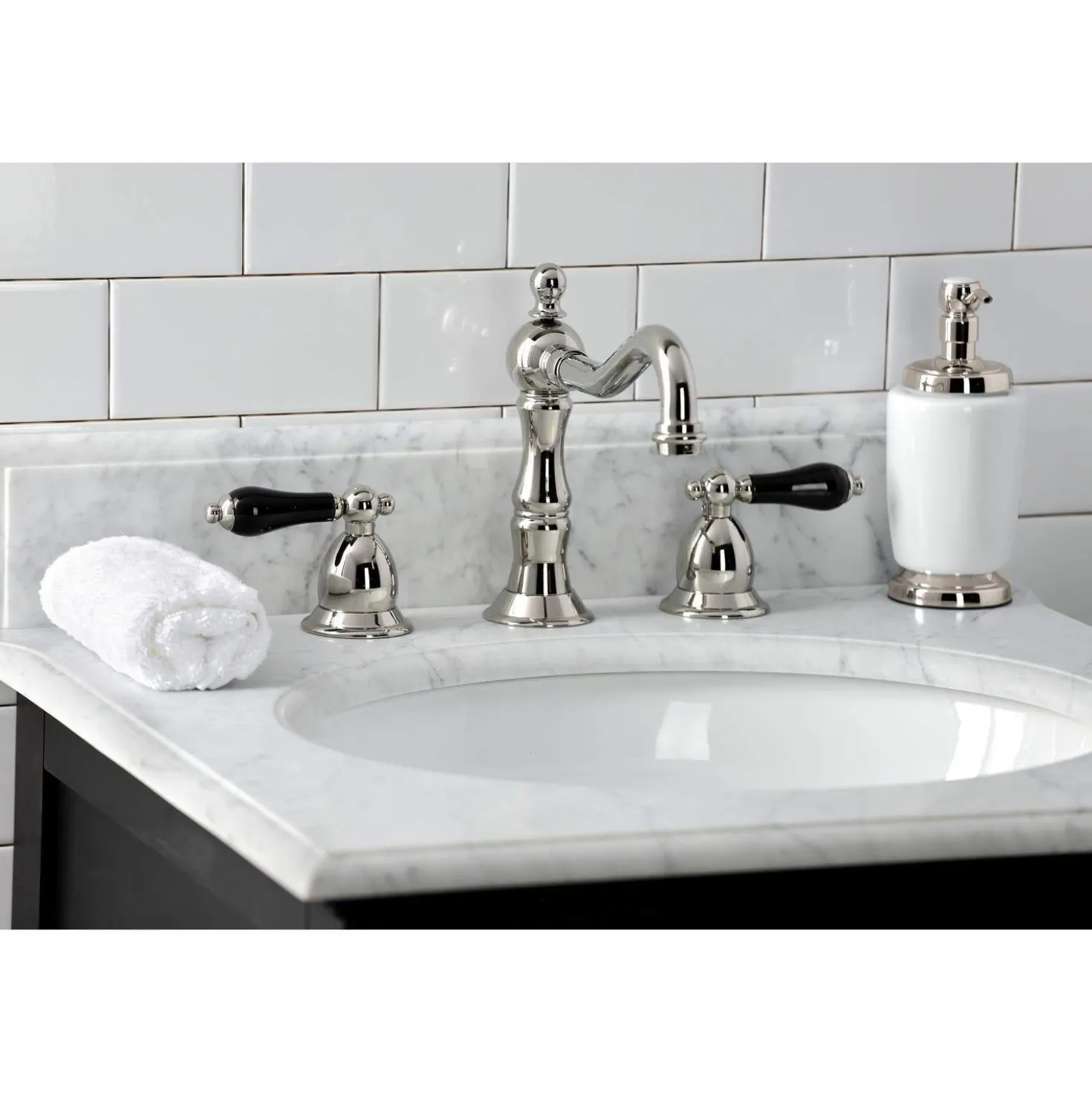 Kingston Brass KS197XPKL-P Duchess Widespread Bathroom Faucet with Brass Pop-Up
