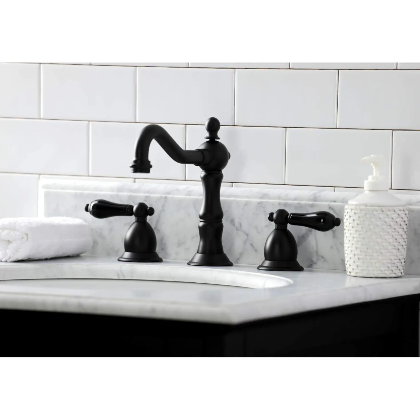 Kingston Brass KS197XPKL-P Duchess Widespread Bathroom Faucet with Brass Pop-Up