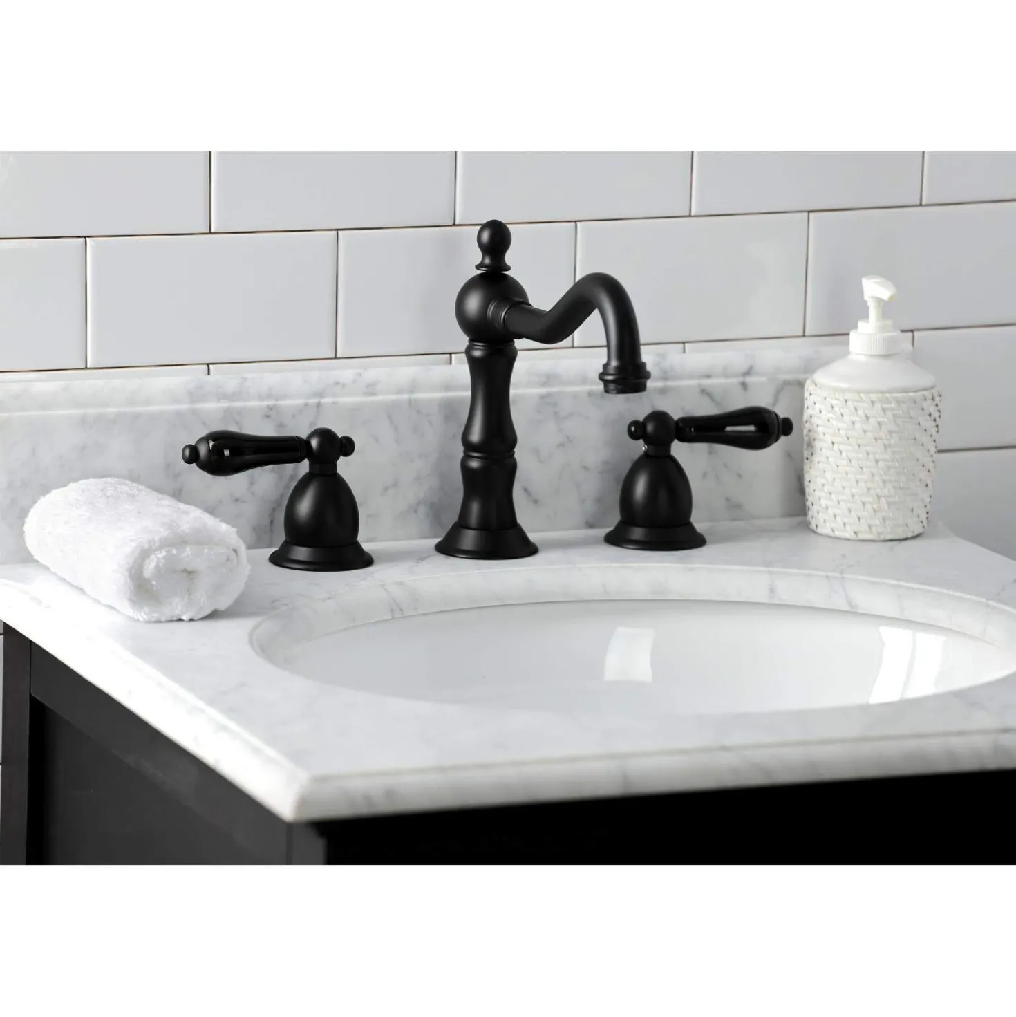 Kingston Brass KS197XPKL-P Duchess Widespread Bathroom Faucet with Brass Pop-Up