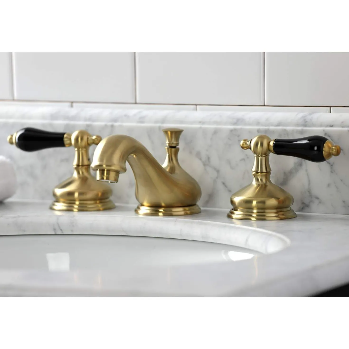 Kingston Brass KS116XPKL-P Duchess Widespread Bathroom Faucet with Brass Pop-Up