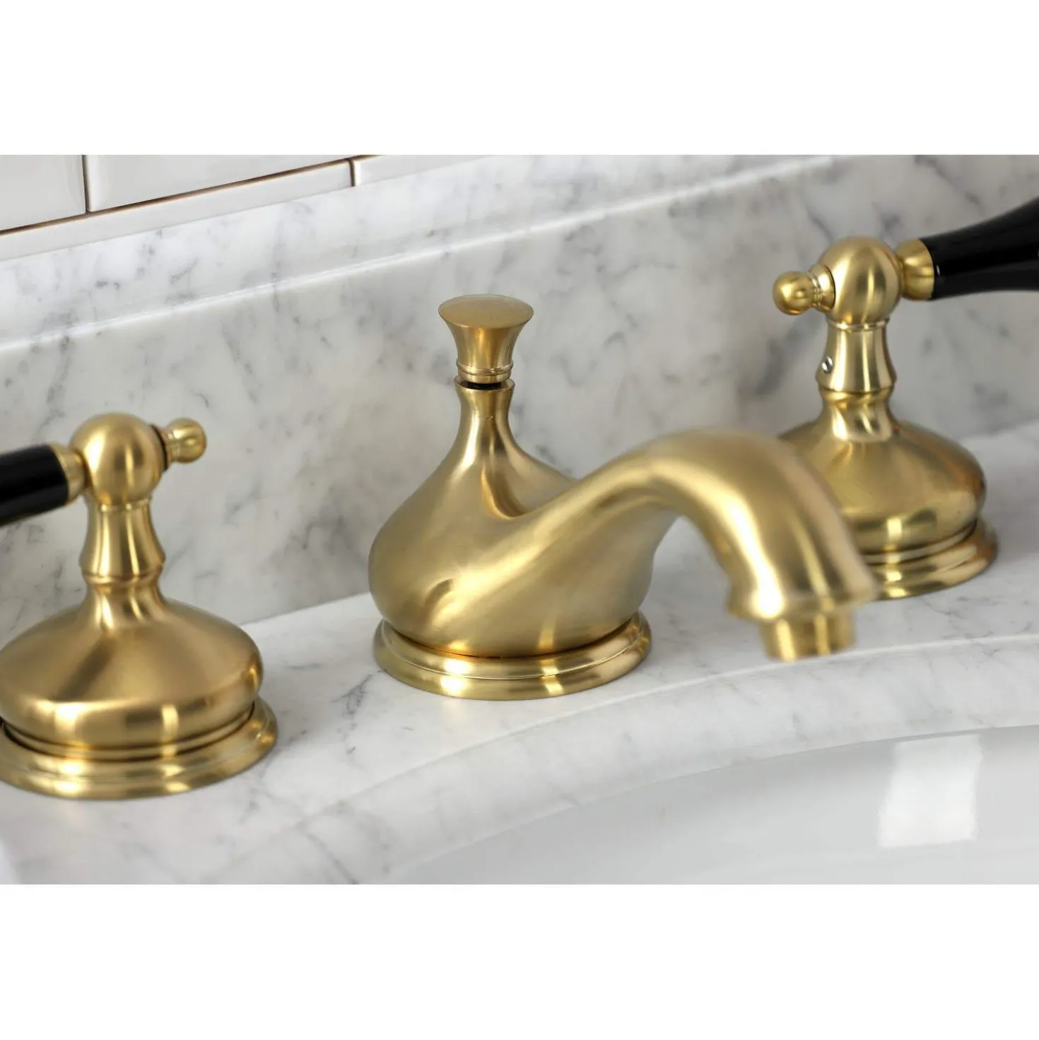 Kingston Brass KS116XPKL-P Duchess Widespread Bathroom Faucet with Brass Pop-Up