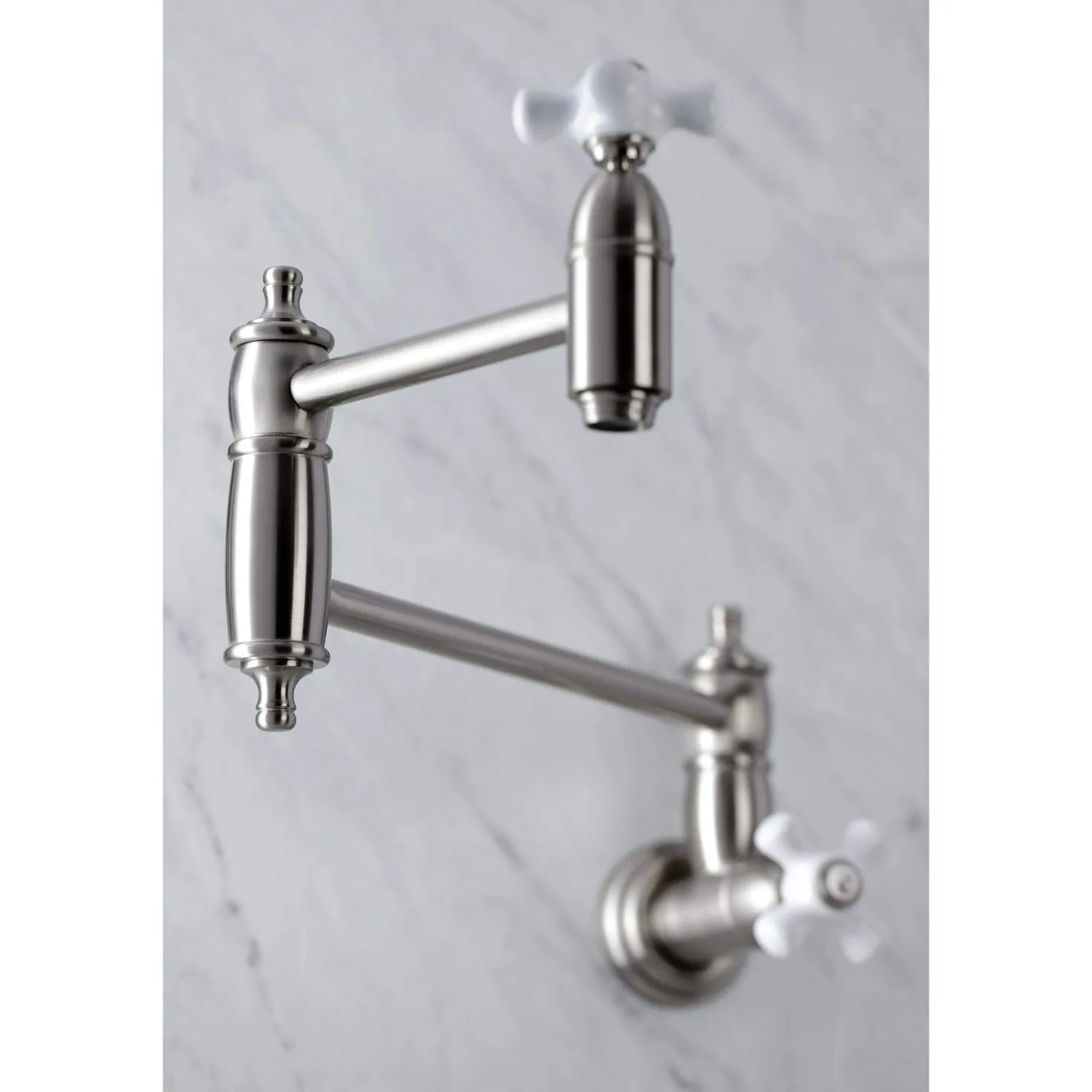Kingston Brass KS310XPX-P Restoration Two-Handle Wall Mount Pot Filler