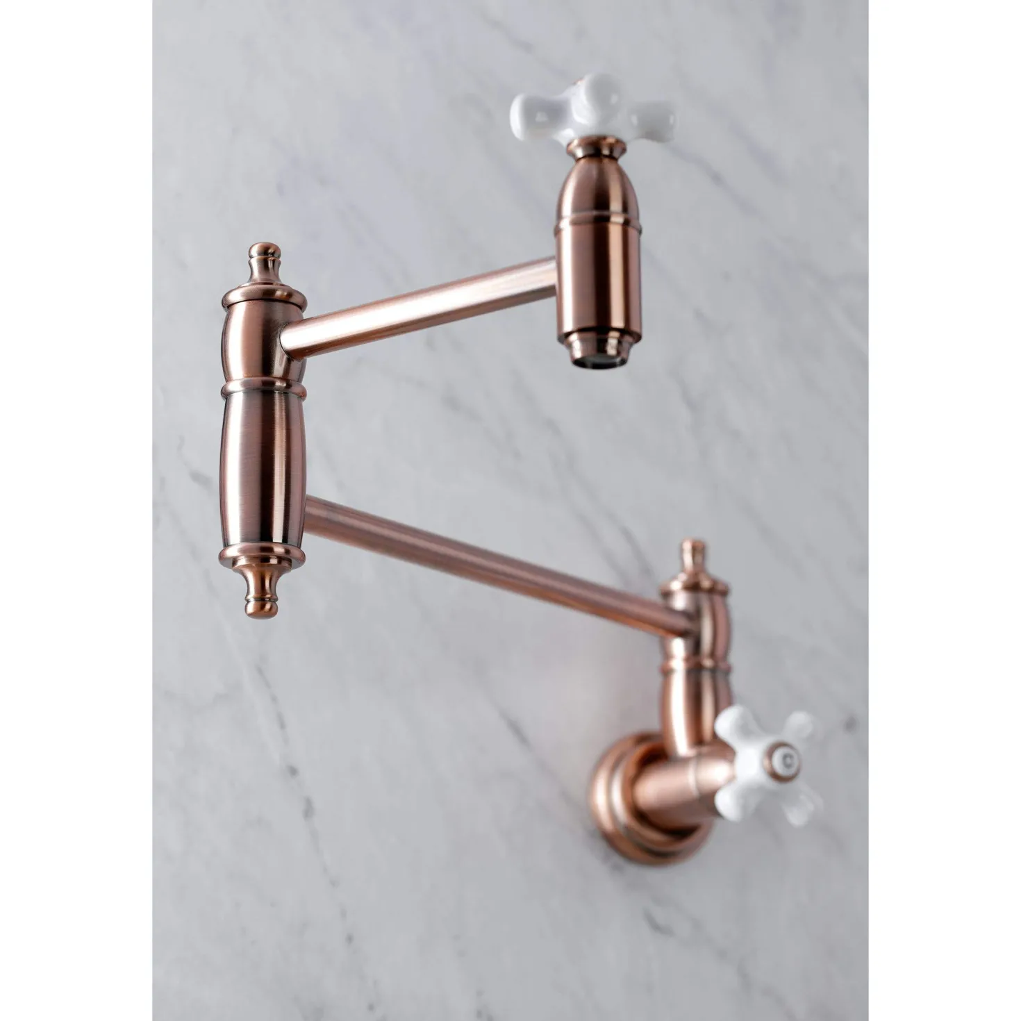 Kingston Brass KS310XPX-P Restoration Two-Handle Wall Mount Pot Filler