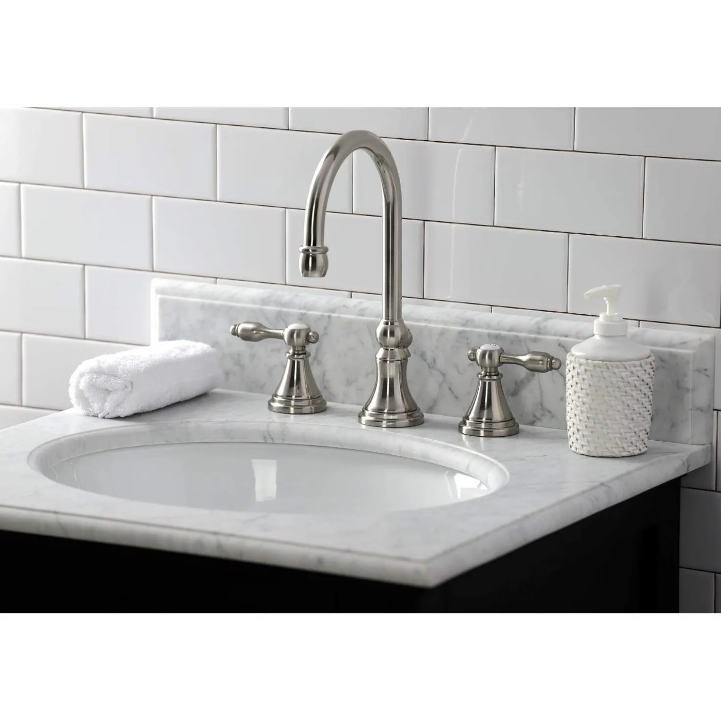Kingston Brass KS298XTAL-P Tudor Widespread Bathroom Faucet with Brass Pop-Up
