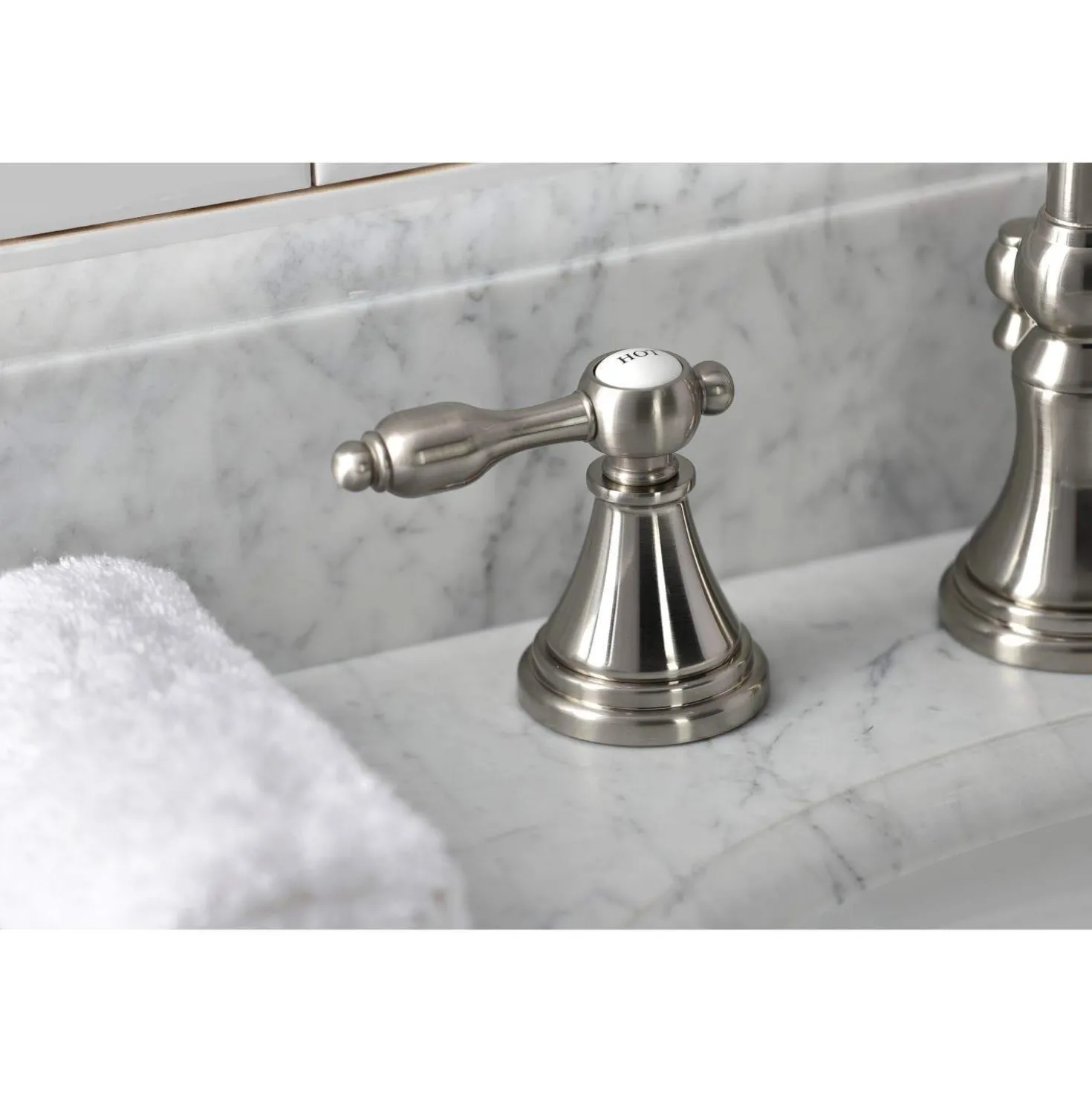Kingston Brass KS298XTAL-P Tudor Widespread Bathroom Faucet with Brass Pop-Up