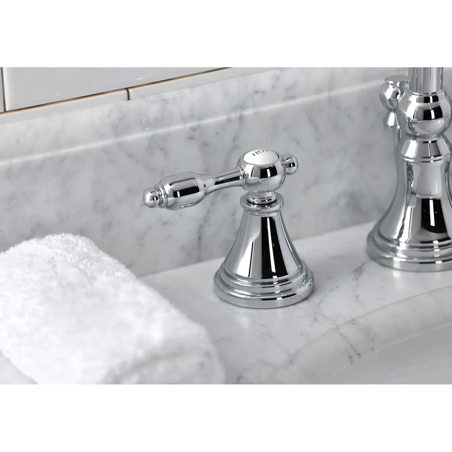Kingston Brass KS298XTAL-P Tudor Widespread Bathroom Faucet with Brass Pop-Up