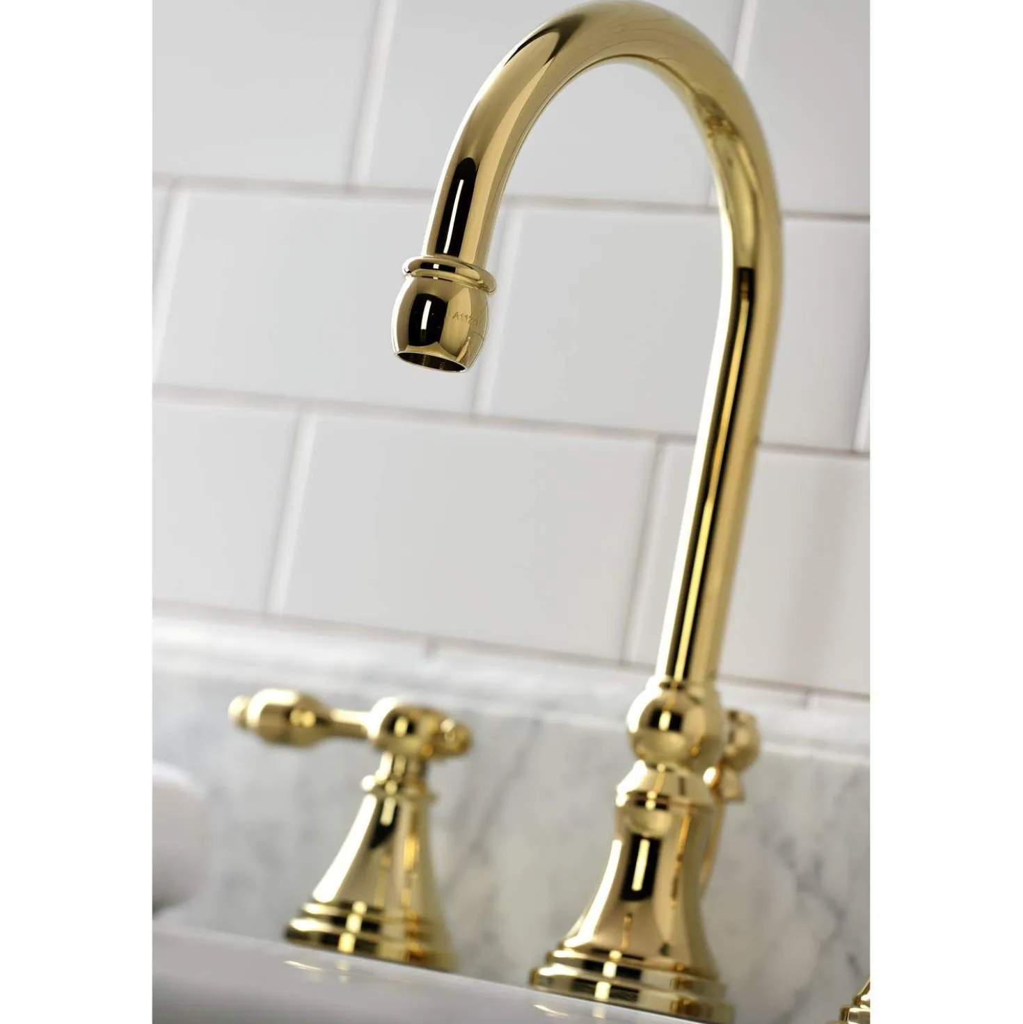 Kingston Brass KS298XTAL-P Tudor Widespread Bathroom Faucet with Brass Pop-Up