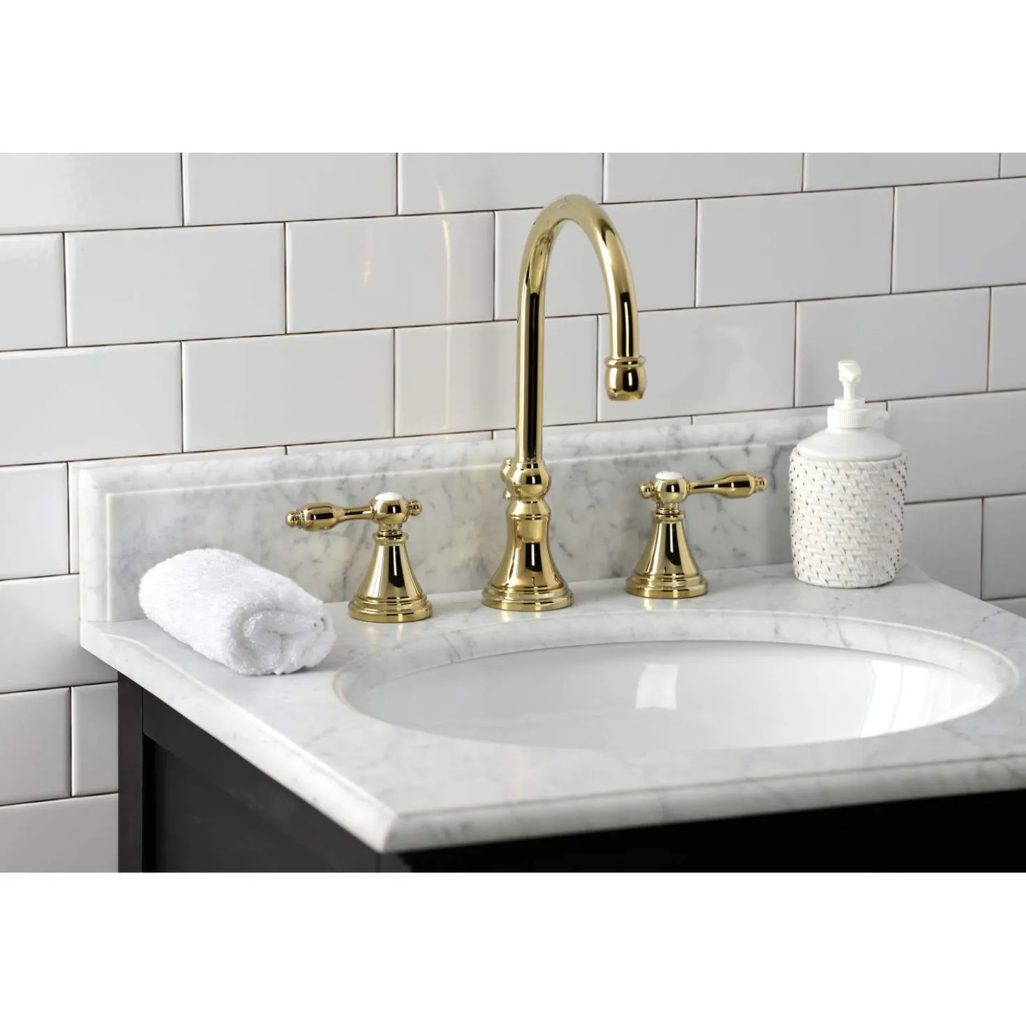 Kingston Brass KS298XTAL-P Tudor Widespread Bathroom Faucet with Brass Pop-Up
