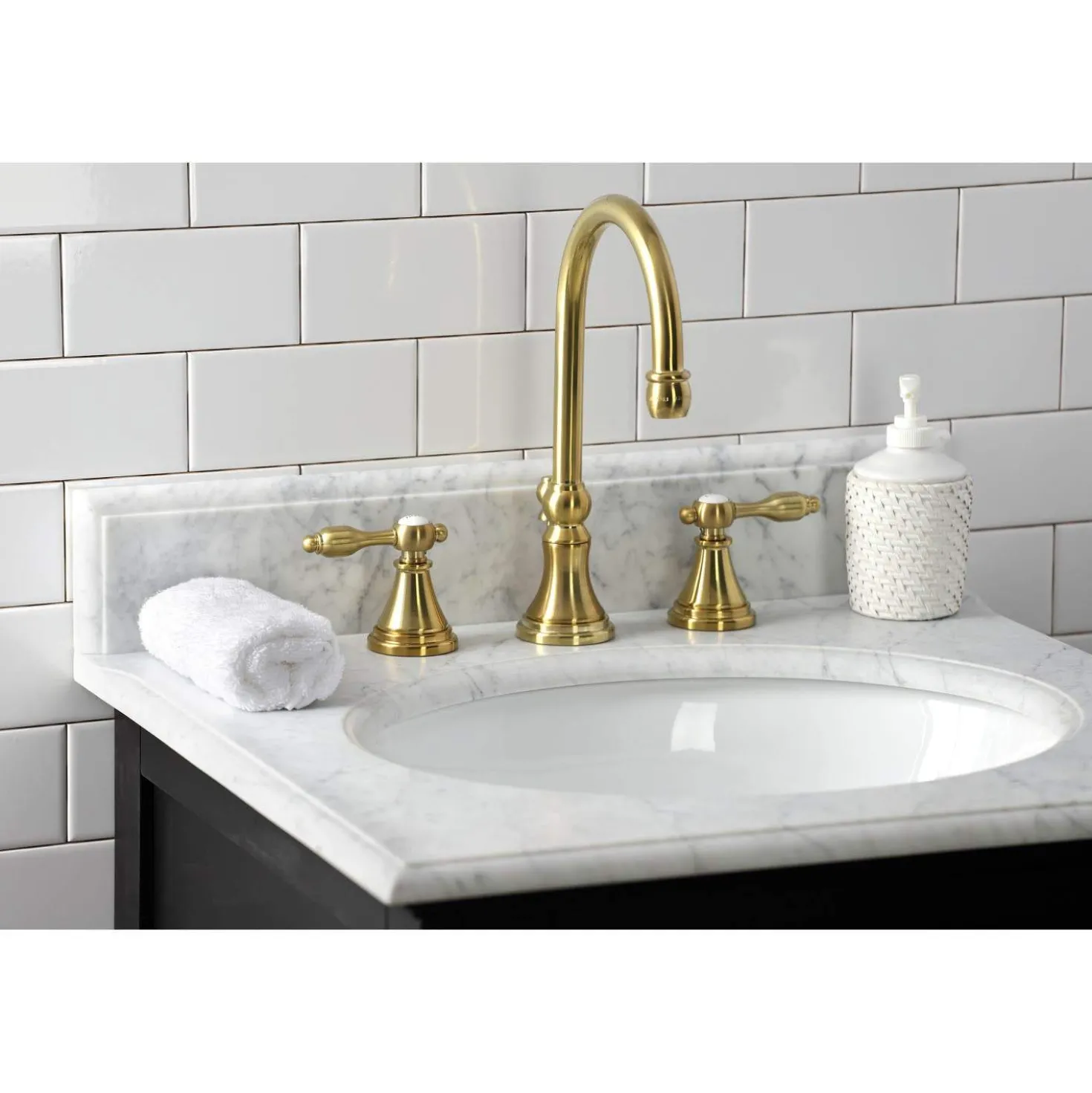 Kingston Brass KS298XTAL-P Tudor Widespread Bathroom Faucet with Brass Pop-Up