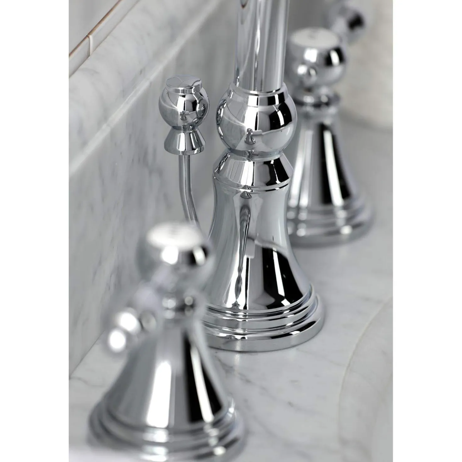Kingston Brass KS298XTAL-P Tudor Widespread Bathroom Faucet with Brass Pop-Up