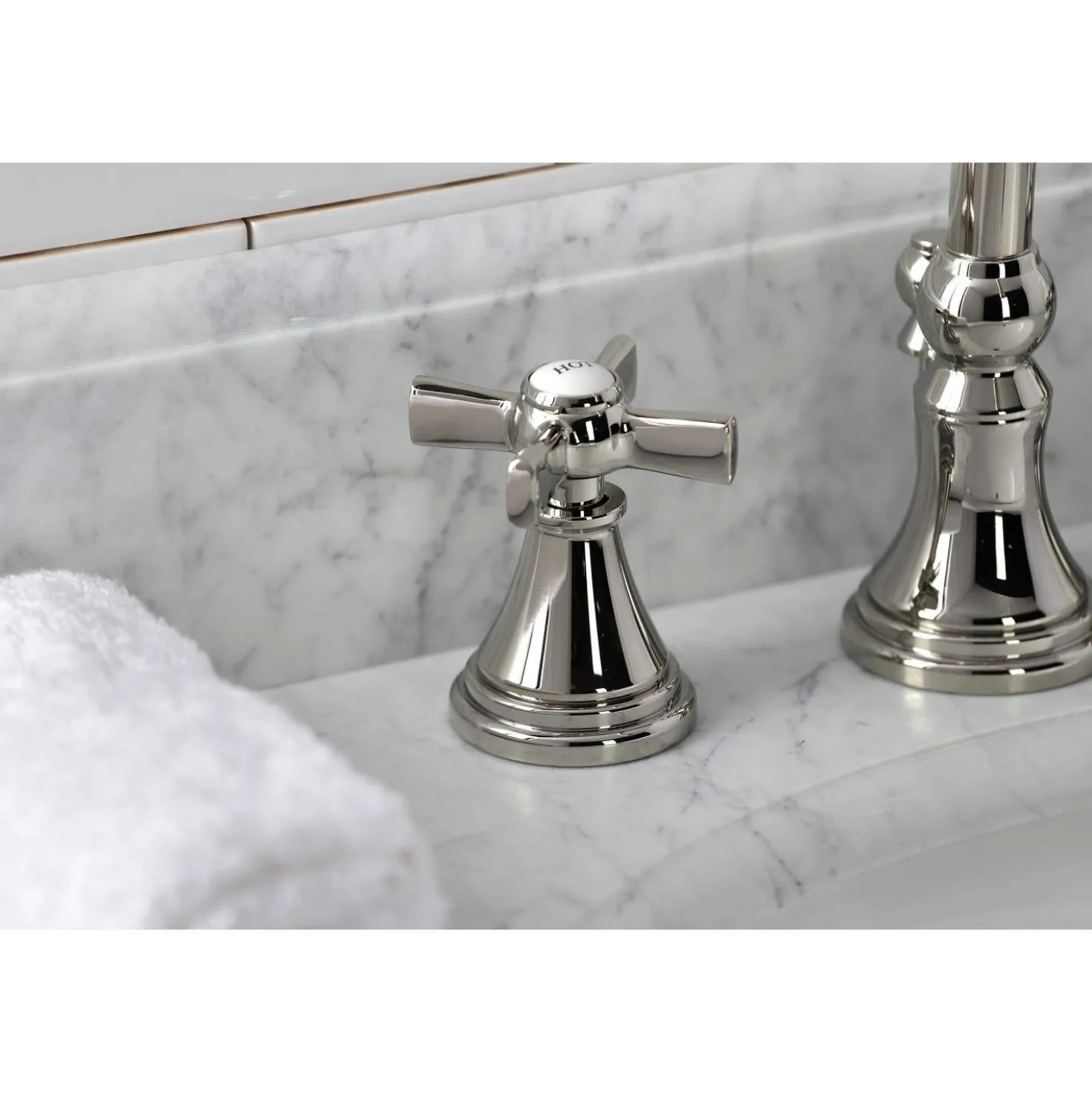 Kingston Brass KS298XZX-P Millennium Widespread Bathroom Faucet with Brass Pop-Up