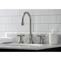 Kingston Brass KS298XZX-P Millennium Widespread Bathroom Faucet with Brass Pop-Up