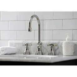 Kingston Brass KS298XZX-P Millennium Widespread Bathroom Faucet with Brass Pop-Up