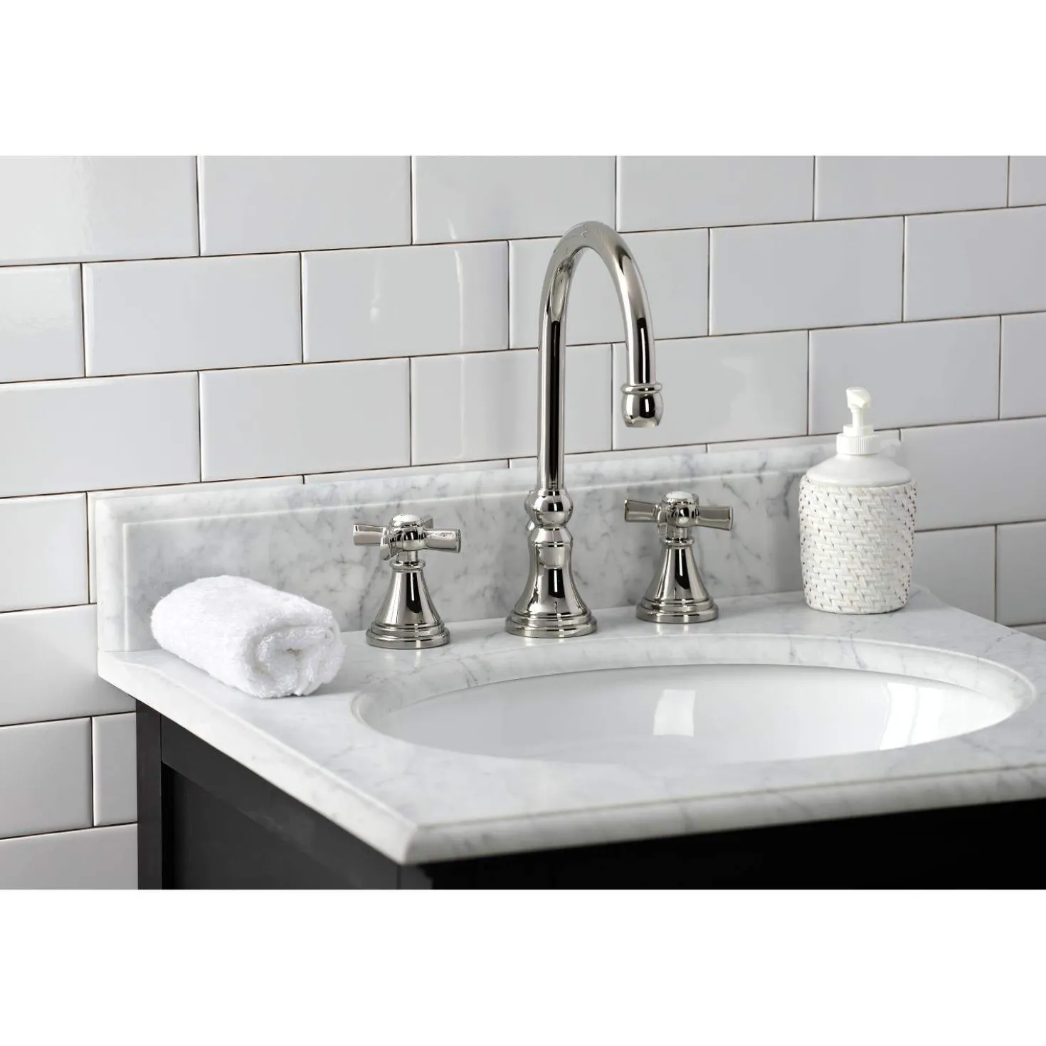 Kingston Brass KS298XZX-P Millennium Widespread Bathroom Faucet with Brass Pop-Up