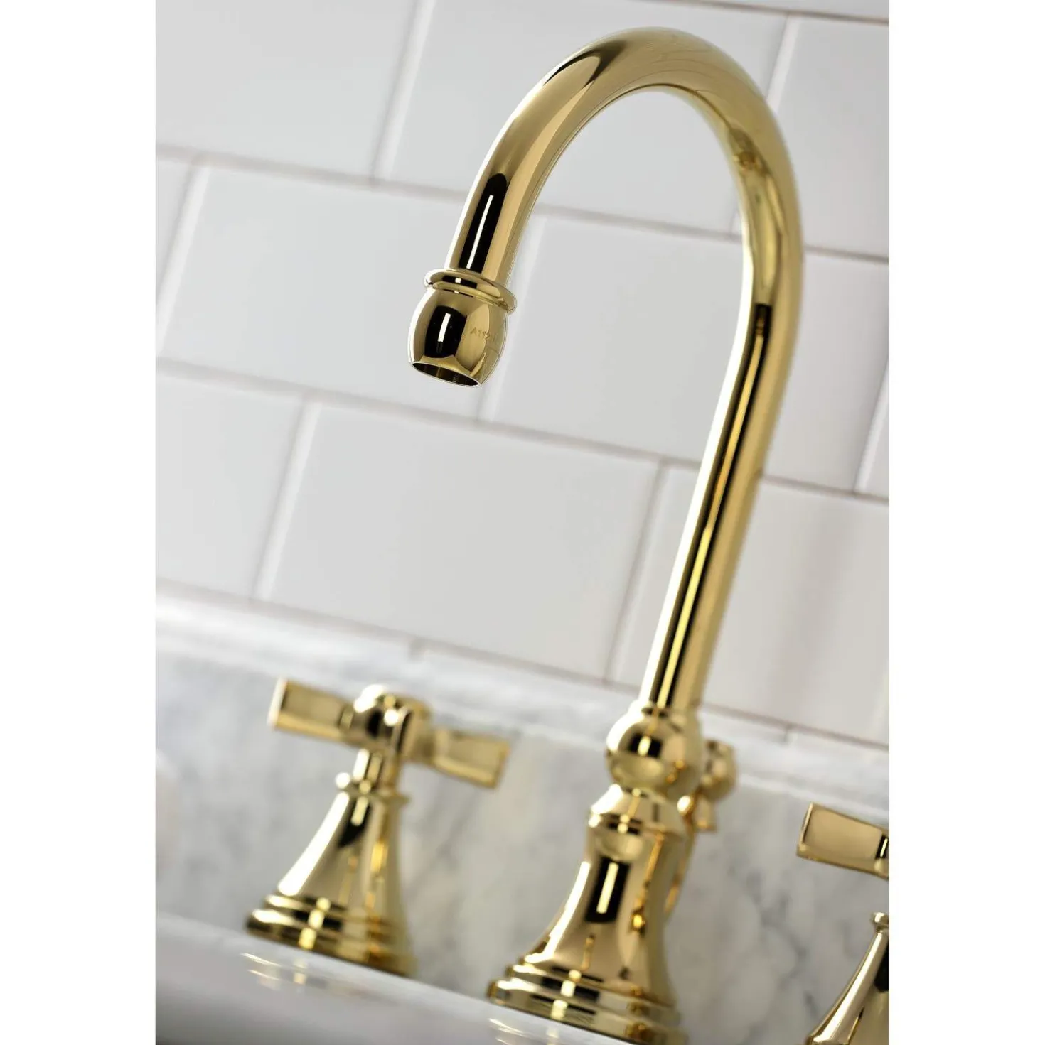 Kingston Brass KS298XZX-P Millennium Widespread Bathroom Faucet with Brass Pop-Up