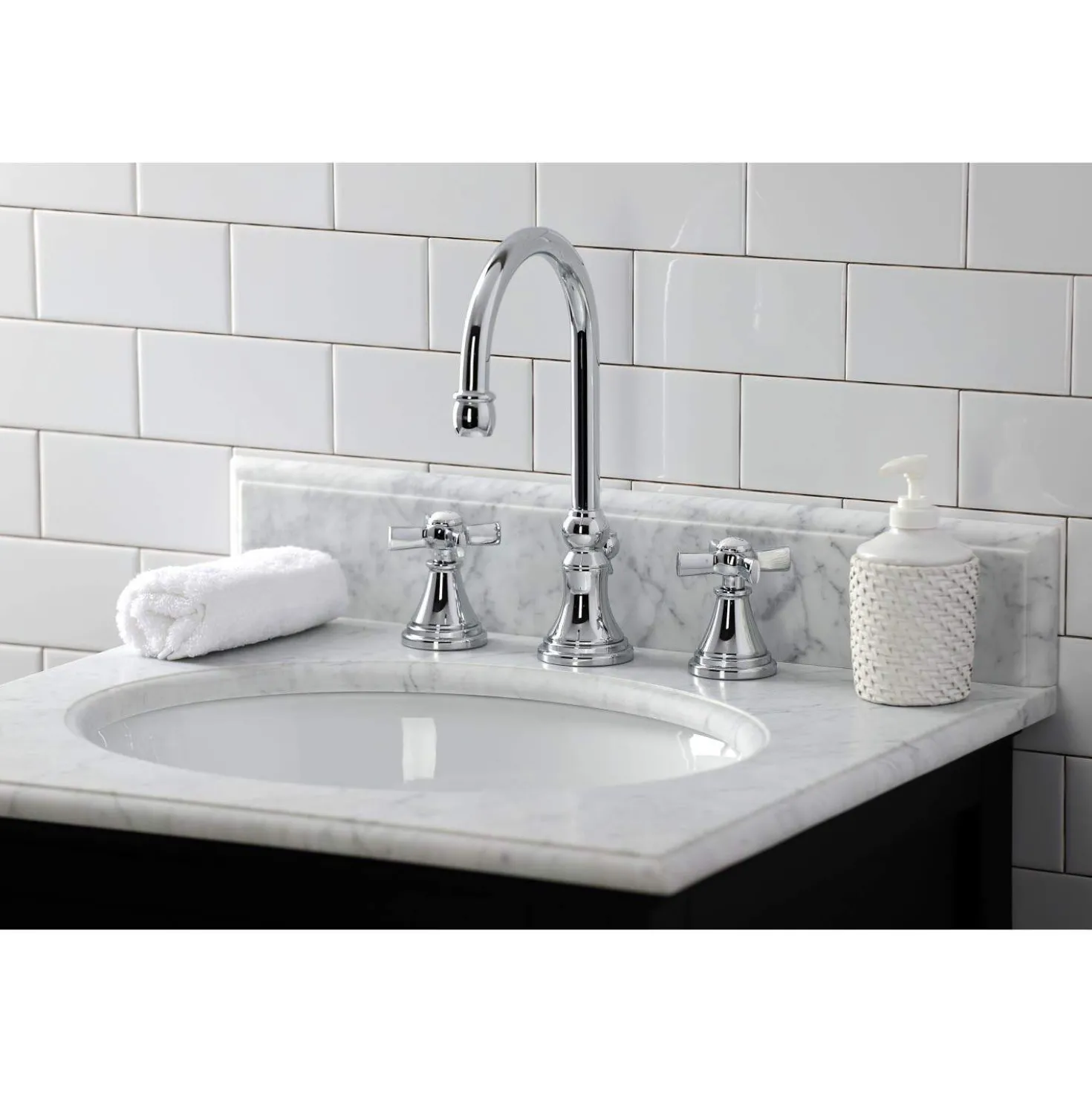 Kingston Brass KS298XZX-P Millennium Widespread Bathroom Faucet with Brass Pop-Up