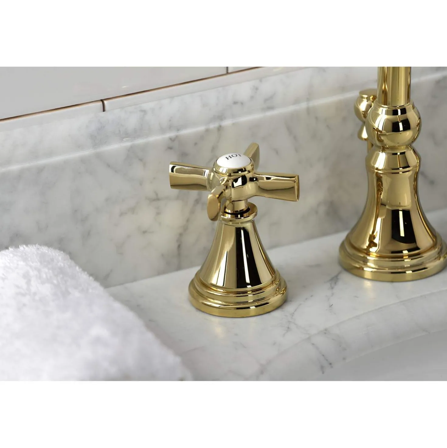 Kingston Brass KS298XZX-P Millennium Widespread Bathroom Faucet with Brass Pop-Up