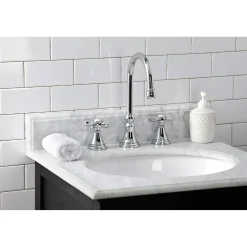 Kingston Brass KS298XZX-P Millennium Widespread Bathroom Faucet with Brass Pop-Up