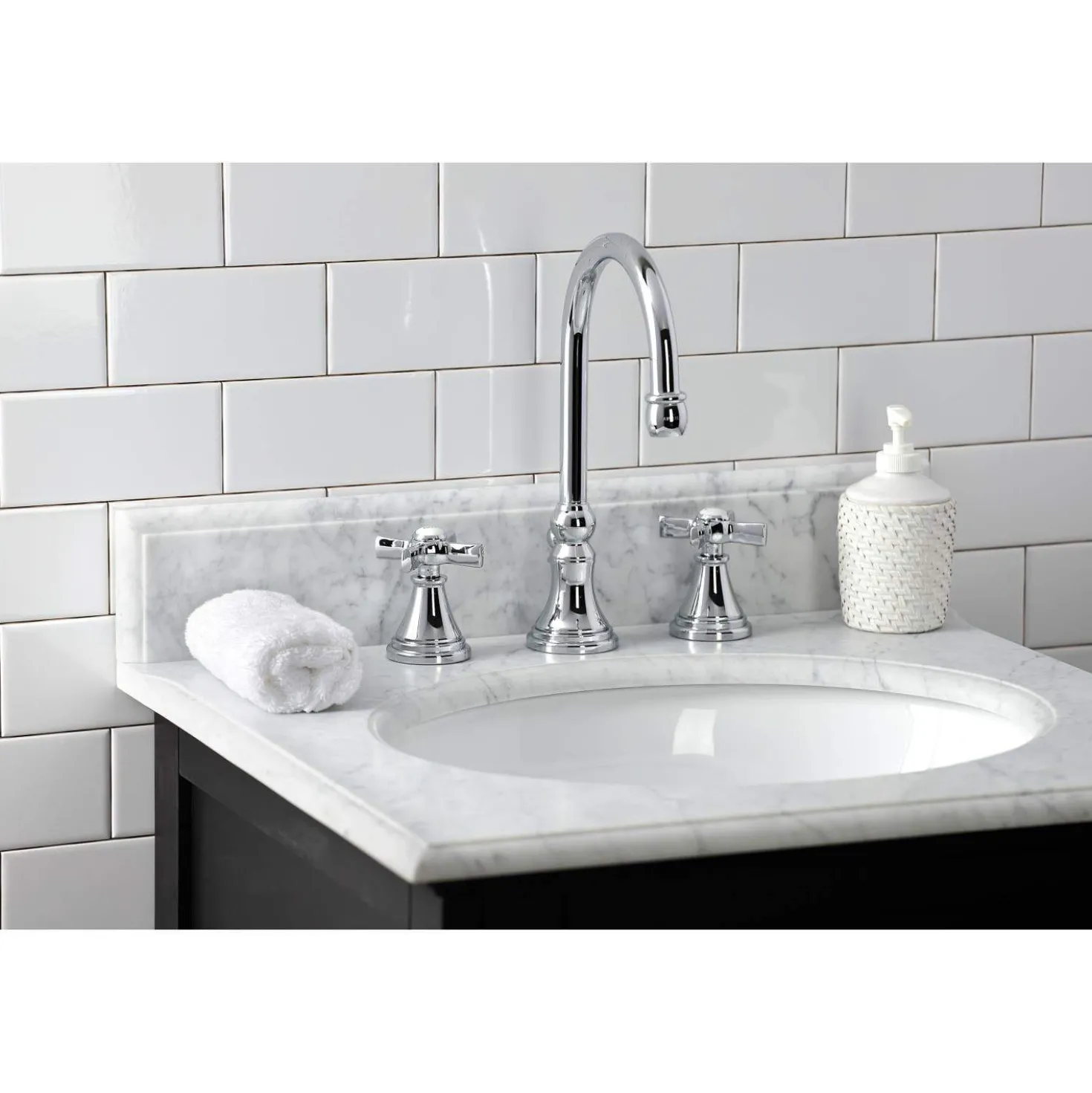 Kingston Brass KS298XZX-P Millennium Widespread Bathroom Faucet with Brass Pop-Up