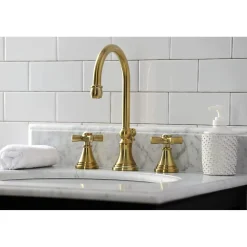 Kingston Brass KS298XZX-P Millennium Widespread Bathroom Faucet with Brass Pop-Up